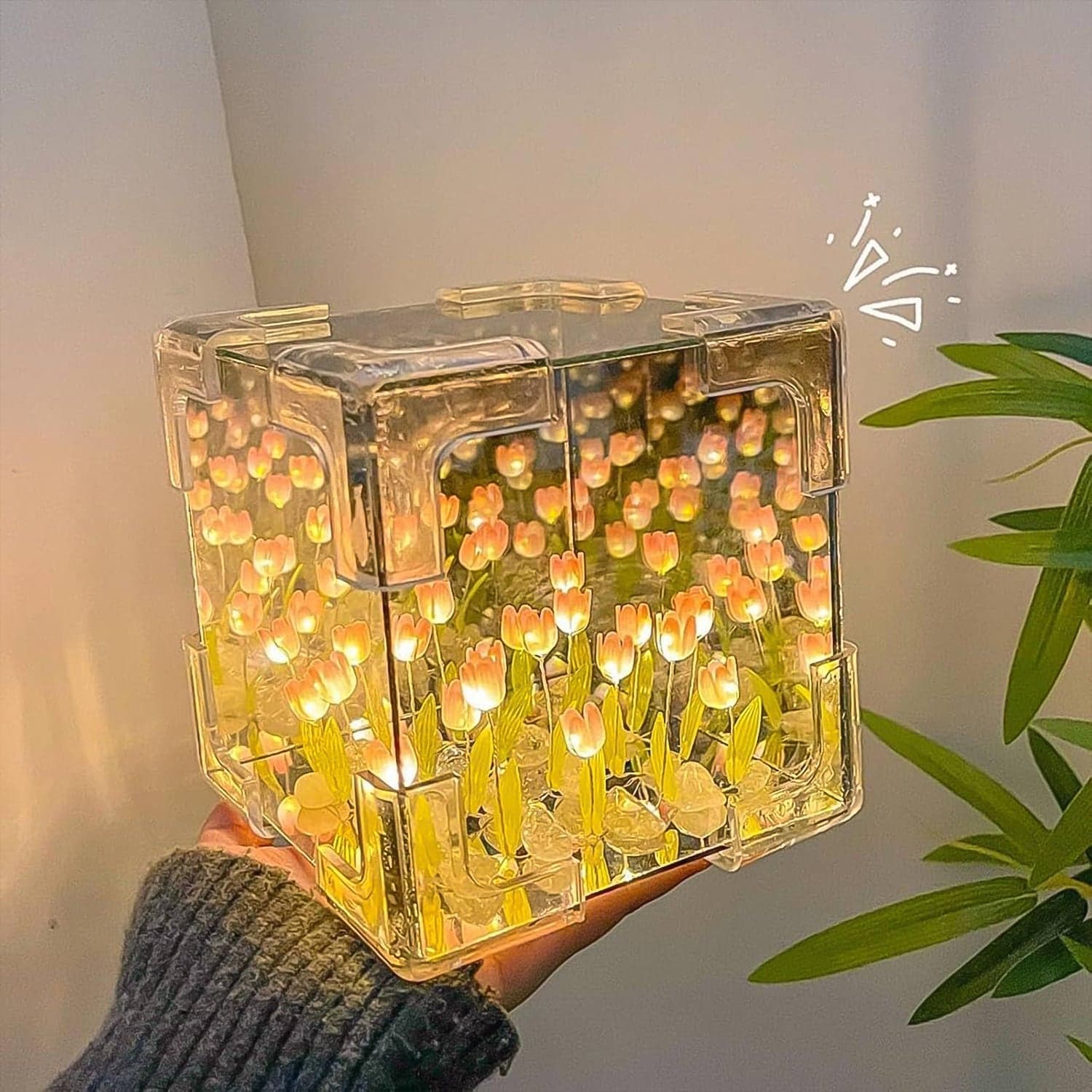 Cube Tulip Night Lamp | Led Decorative Nights Lamp (Multicolor & Design / 1 Set) thumbnail 5