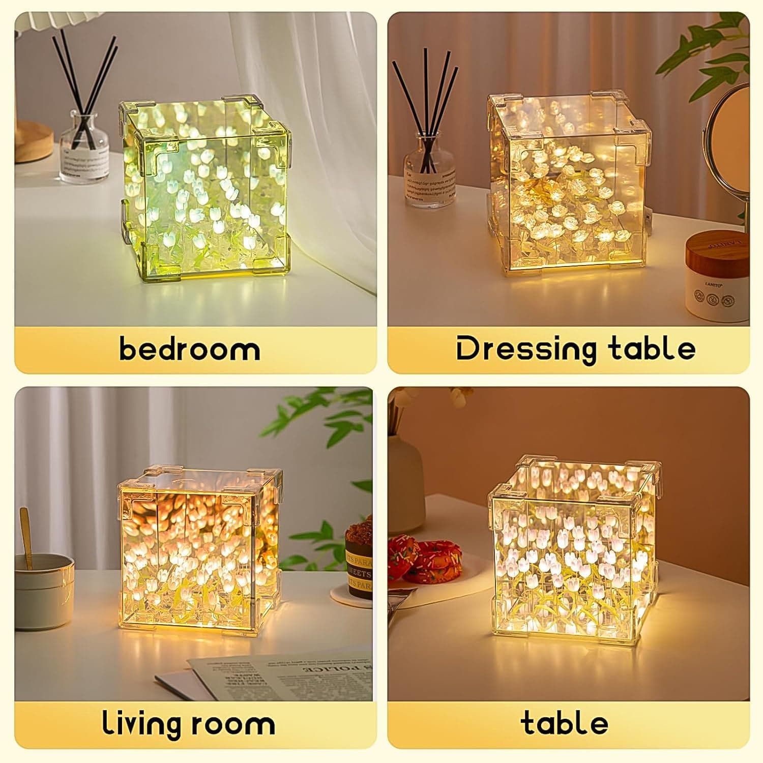 Cube Tulip Night Lamp | Led Decorative Nights Lamp (Multicolor & Design / 1 Set) thumbnail 6
