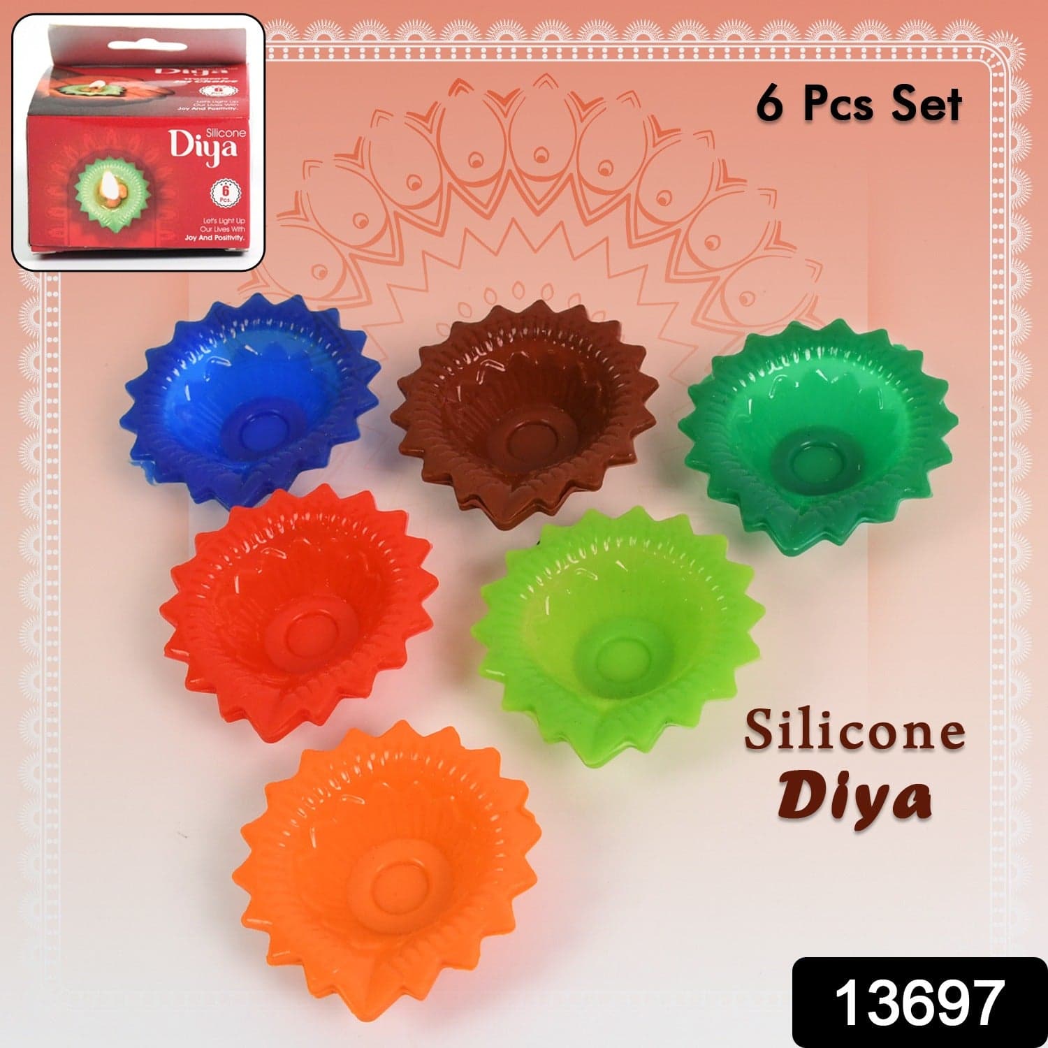 Silicone Diya for Diwali Attractive Design Colourful Diya Combo, Diwali (6 Pcs Set) thumbnail 2
