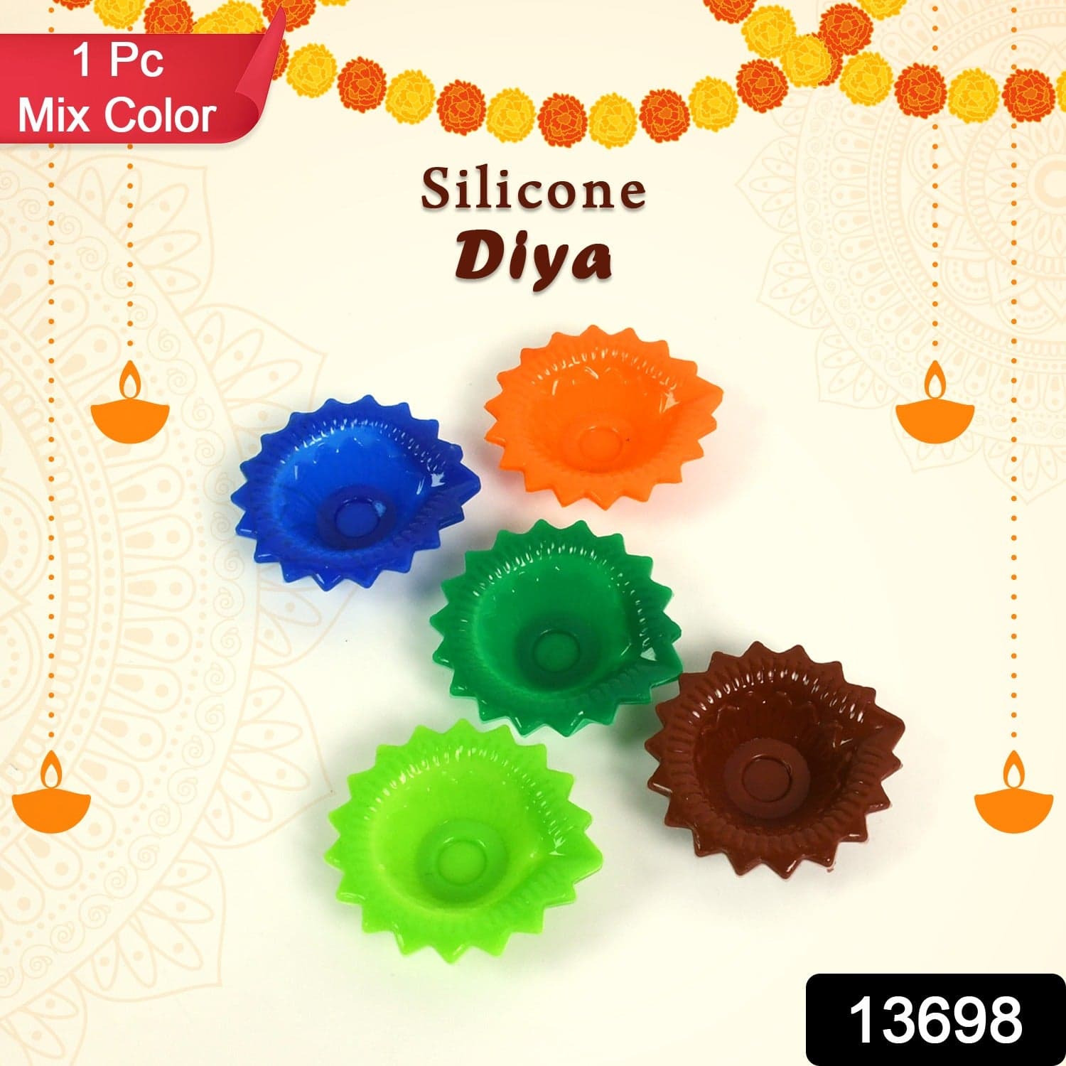 Silicone Diya For Diwali Attractive Design Colourful Diya Combo thumbnail 2