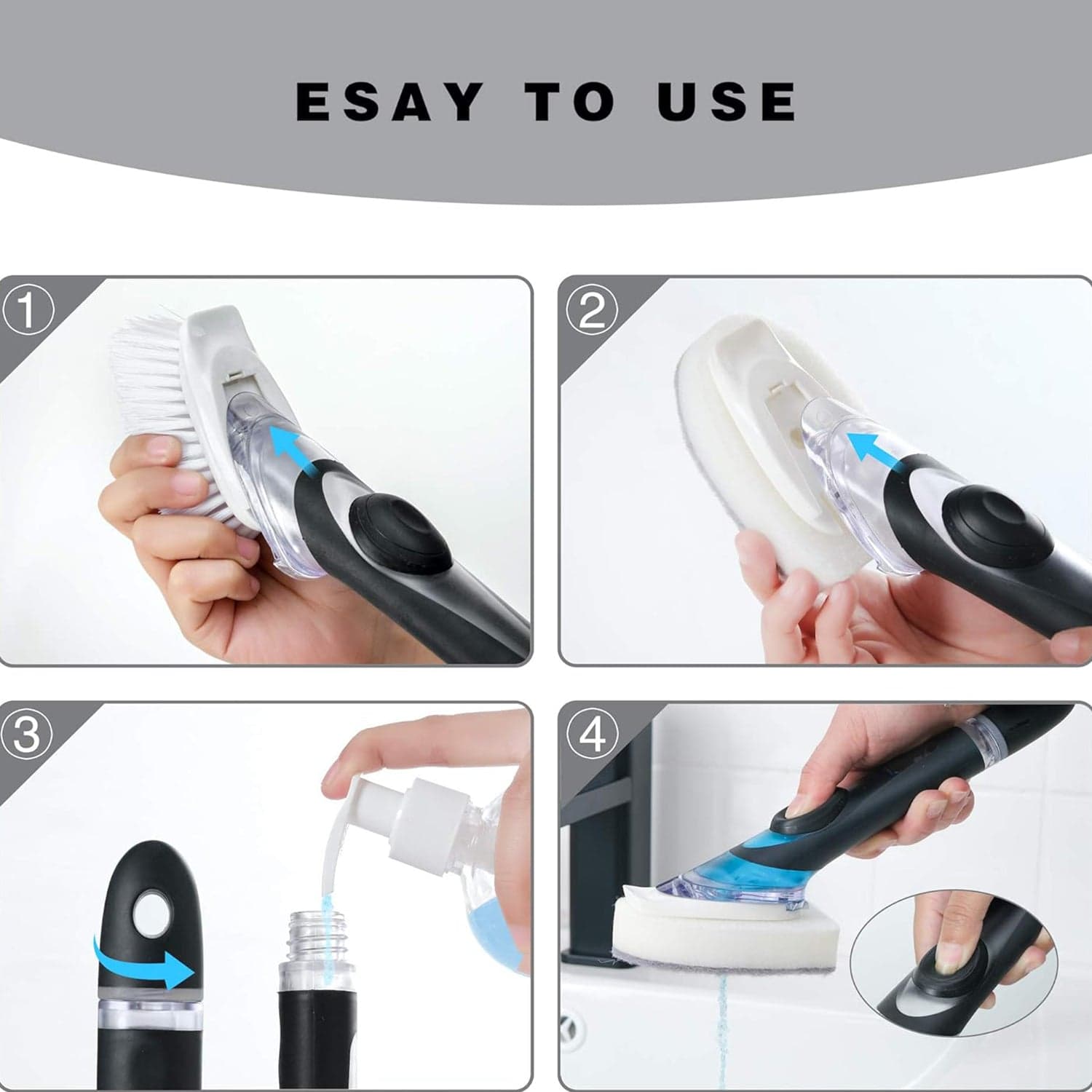 Dish Scrubber With Soap Dispenser, Soap Dispensing Dish Brush Set (1 Set / With Brown Box) thumbnail 5