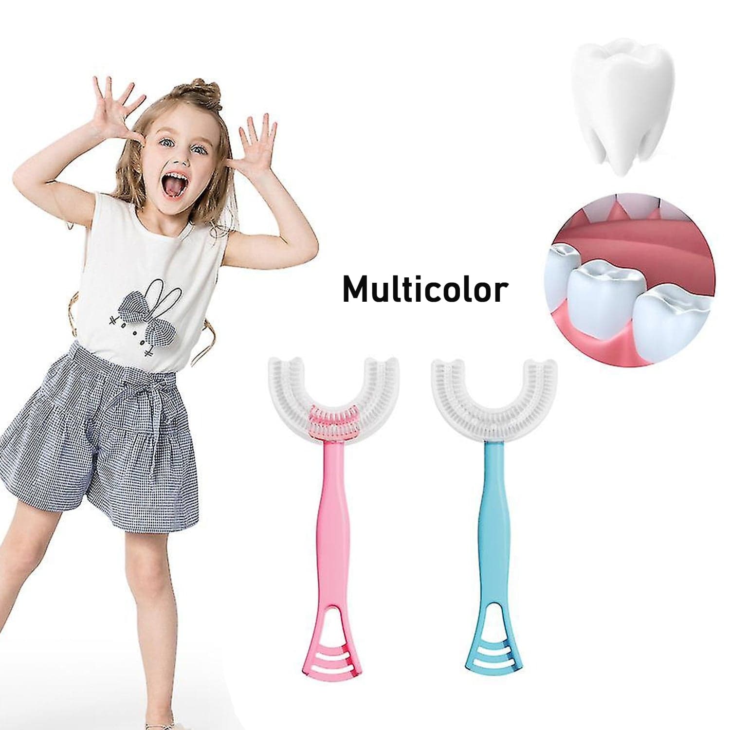 2 In1 U-Shape Silicone Manual Toothbrush & Tongue Scraper Cleaner Brush (1 Pc) thumbnail 3