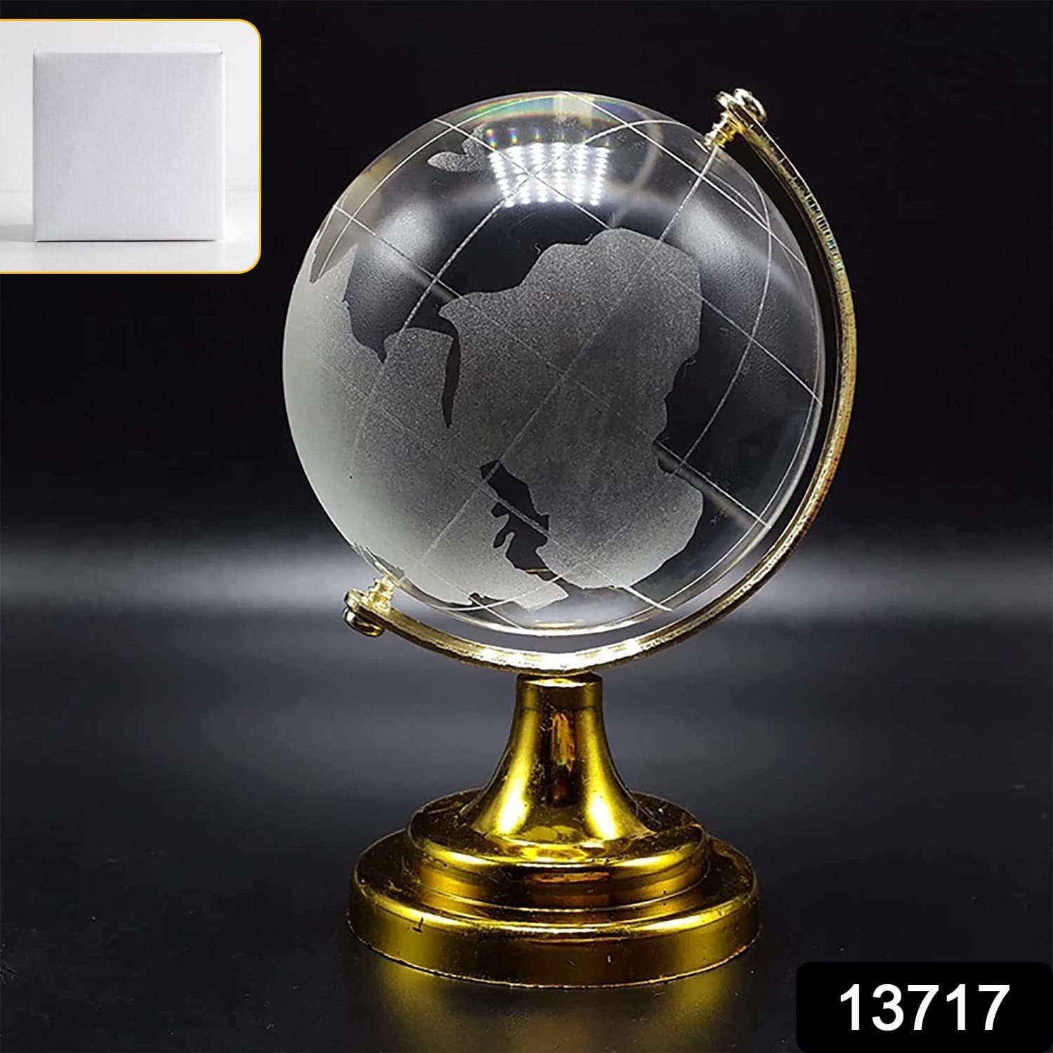 Crystal Globe / World Map 50 mm with Golden Stand (1 Pc) thumbnail 2