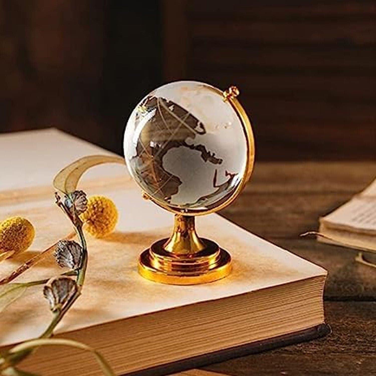 Crystal Globe / World Map 50 mm with Golden Stand (1 Pc) thumbnail 8