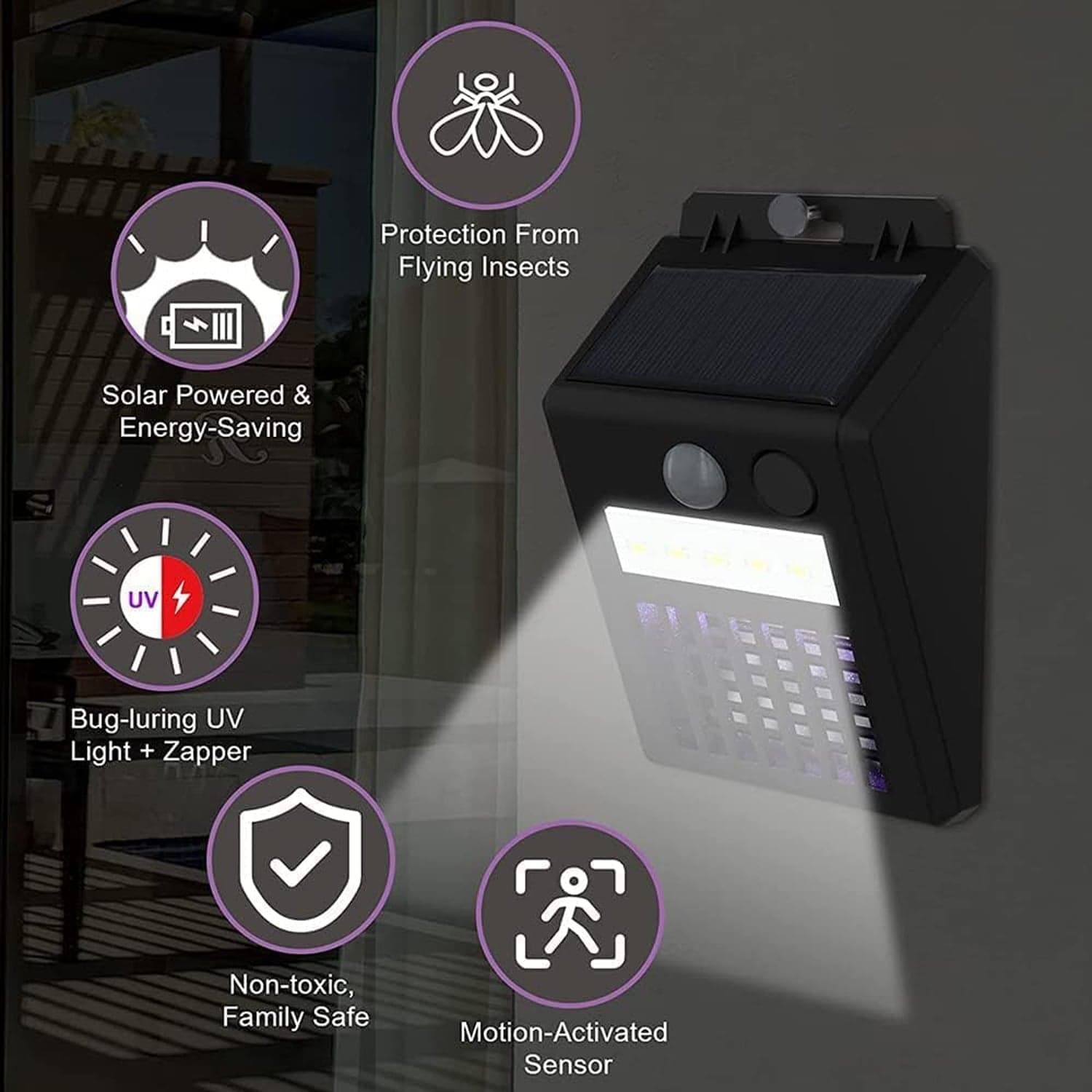Bug Zapper Outdoor 2 in 1 Solar Mosquito Zapper Lamps (1 Pc) thumbnail 7