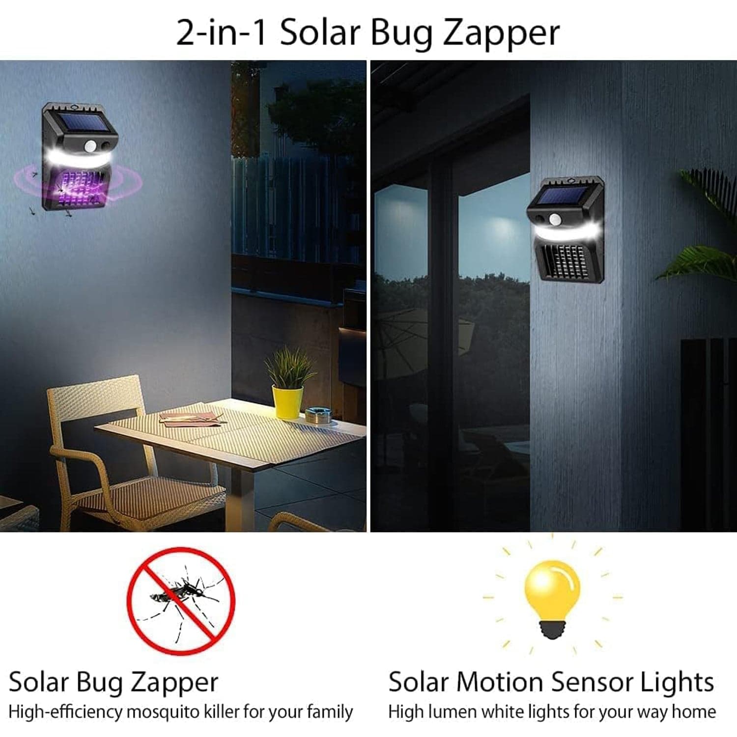Bug Zapper Outdoor 2 in 1 Solar Mosquito Zapper Lamps (1 Pc) thumbnail 9