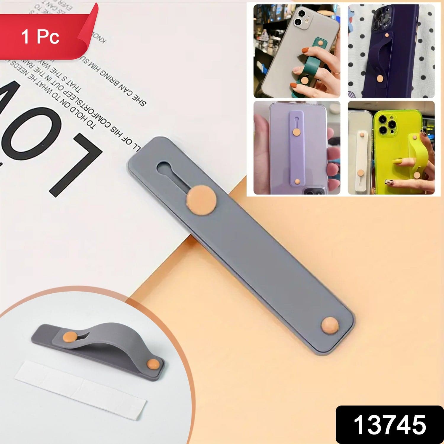 Phone Loop Finger Holder, Phone Grip Straps Silicone Phone Finger Strap (1 Pc) thumbnail 2