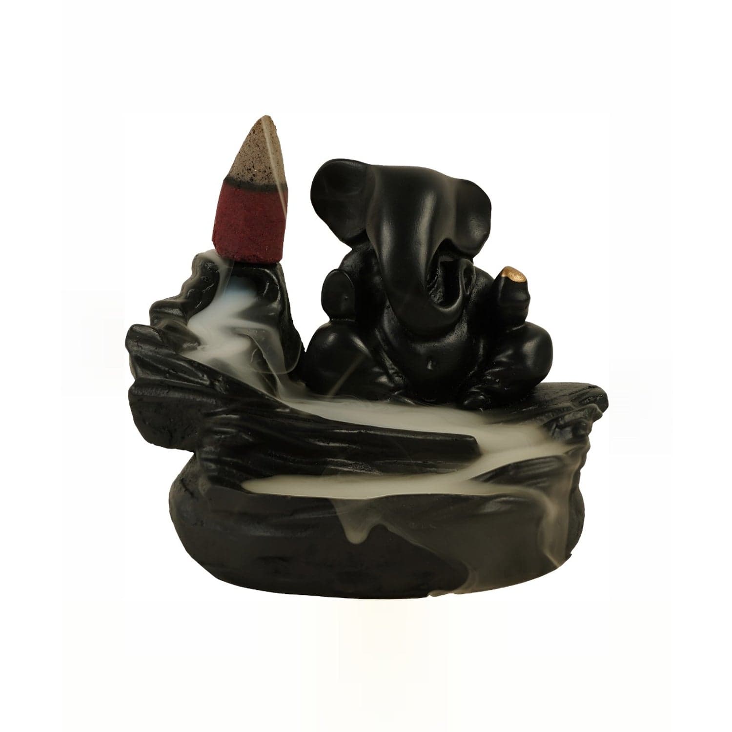 Smoke Fountain Ganesha Idol Decoration Items with 8 Pc Backflow Incense Cones Sticks (1 pc) thumbnail 5