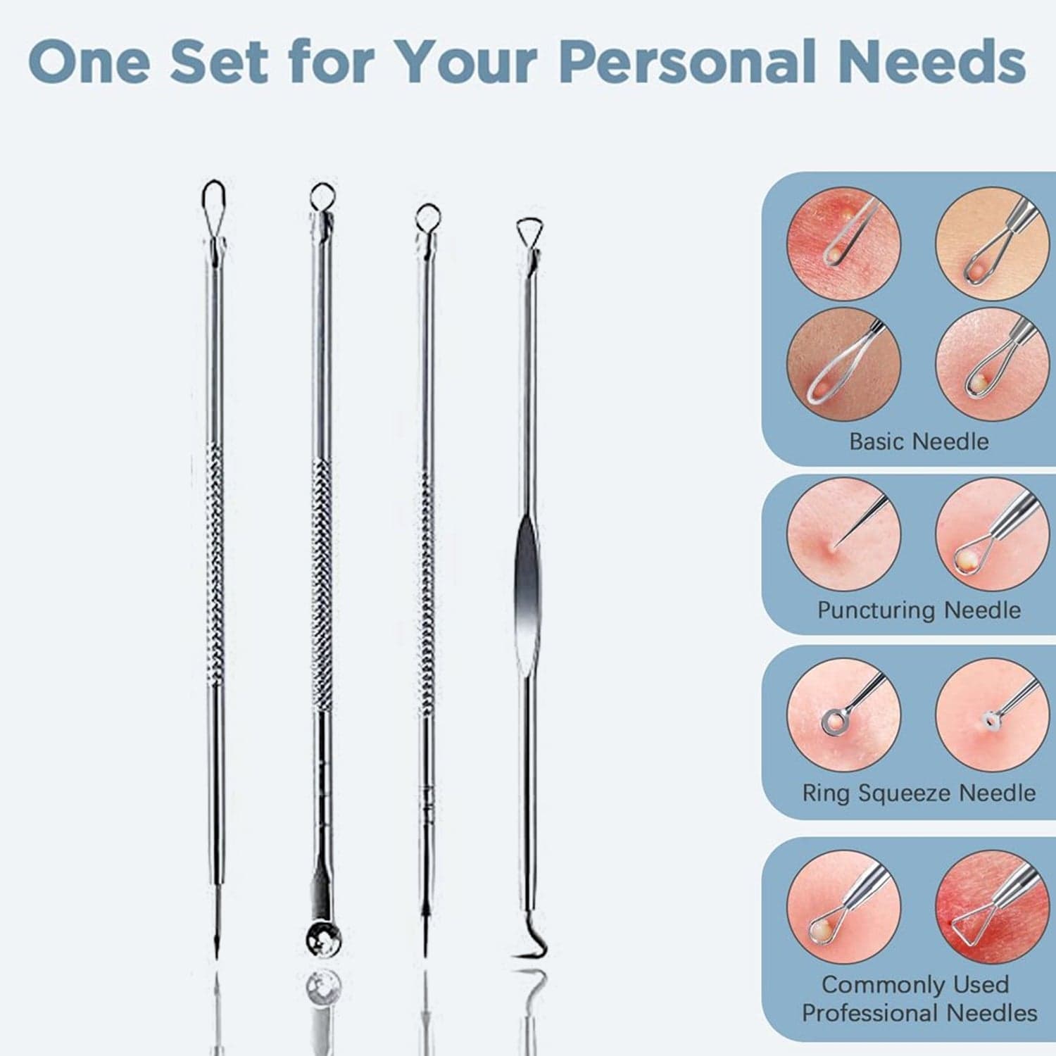Blackhead Remover, 4-in-1 Stainless Steel Pimple Extractor Tool (1 Pc) thumbnail 3