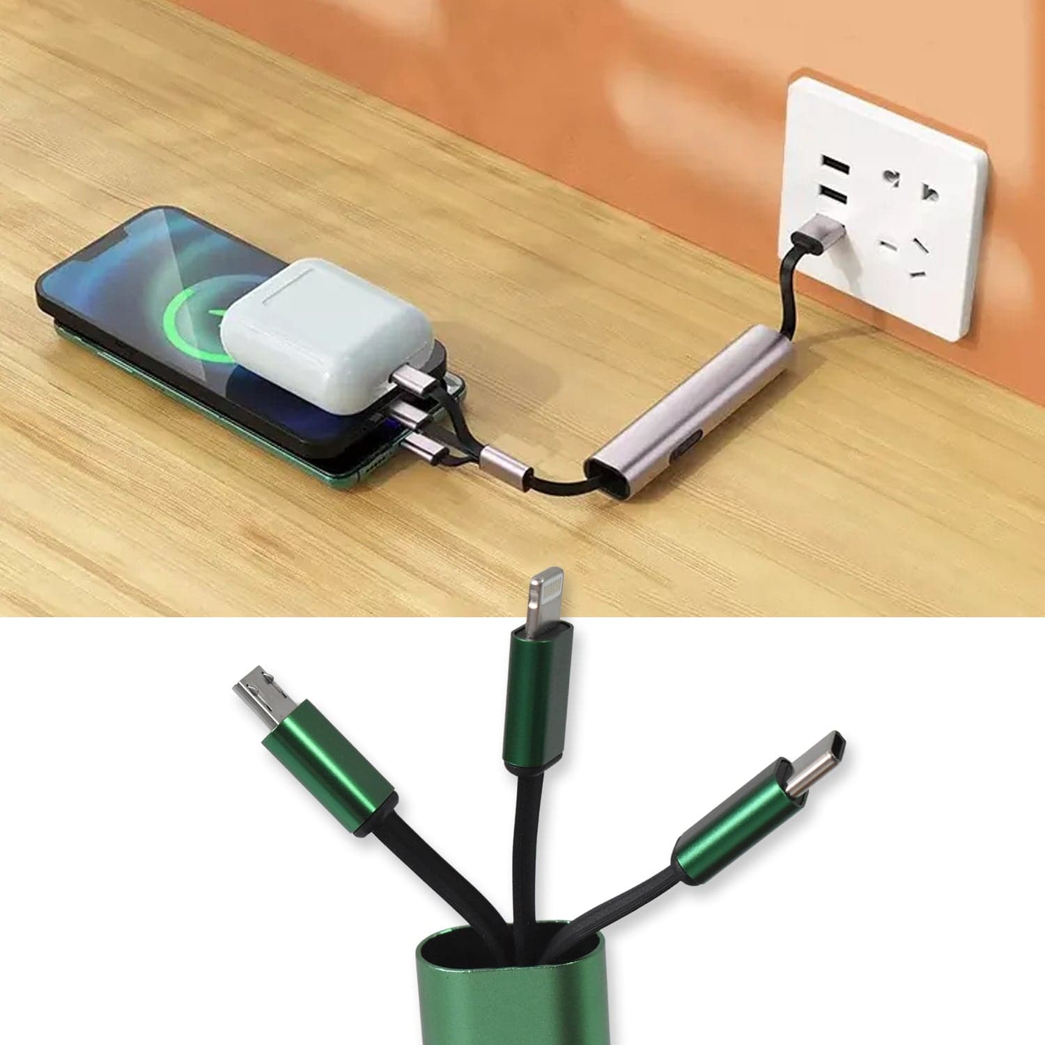 Charging Cable, 3 in 1 Extendable, Data transmit & Charging Cable (1 Pc) thumbnail 3