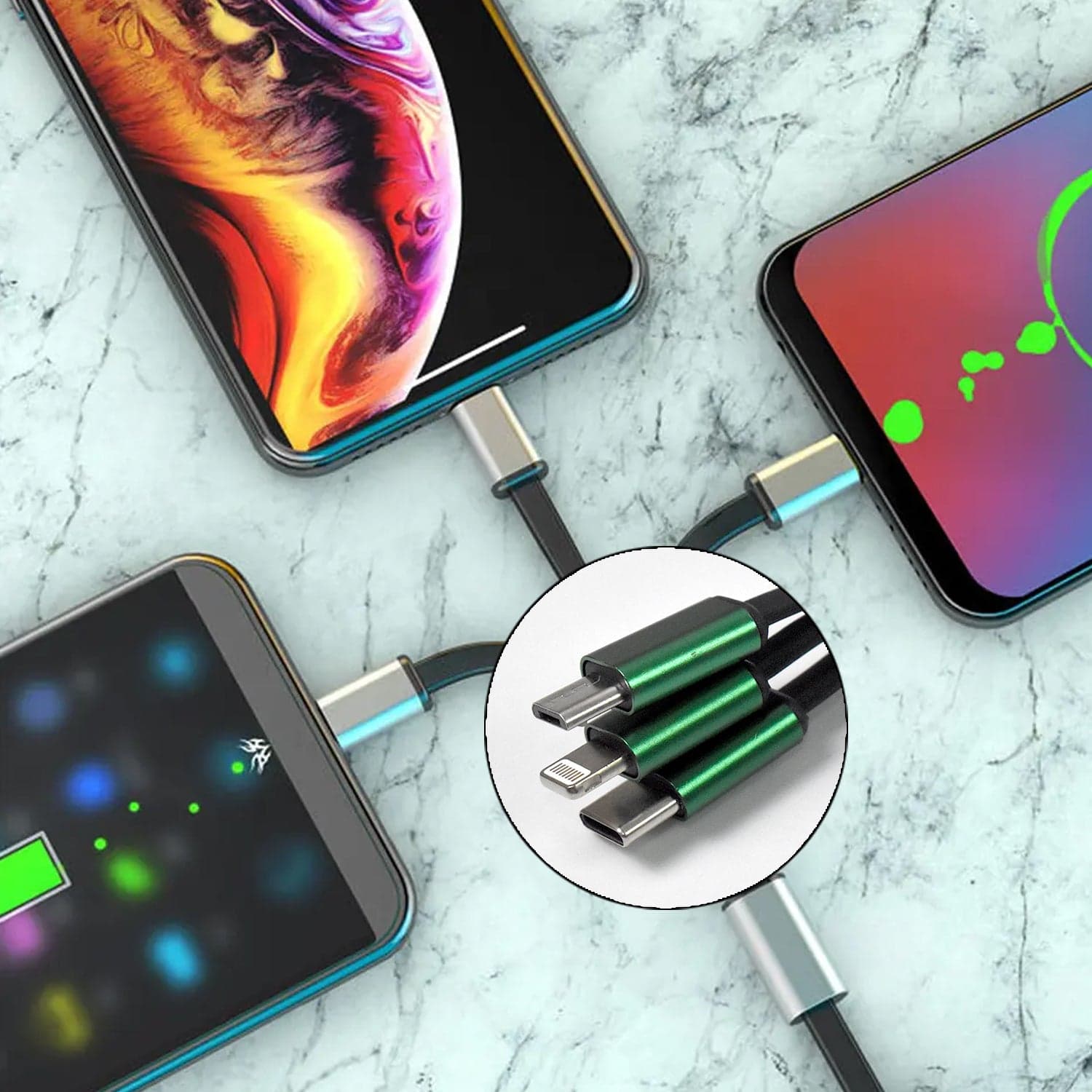 Charging Cable, 3 in 1 Extendable, Data transmit & Charging Cable (1 Pc) thumbnail 4