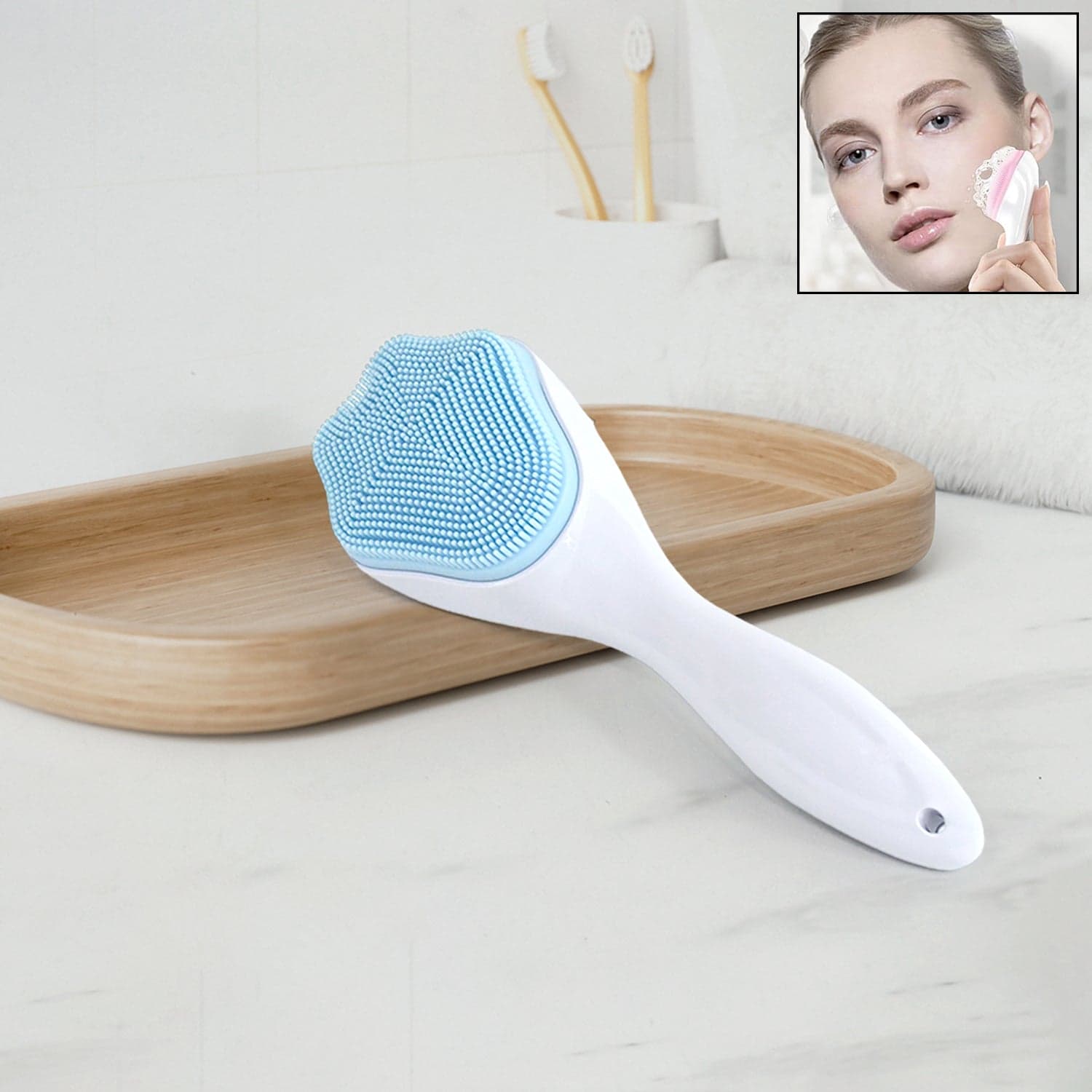 Silicone Face Scrubber Exfoliating Brush, Manual Handheld Facial Cleansing Brush (1 Pc) thumbnail 1