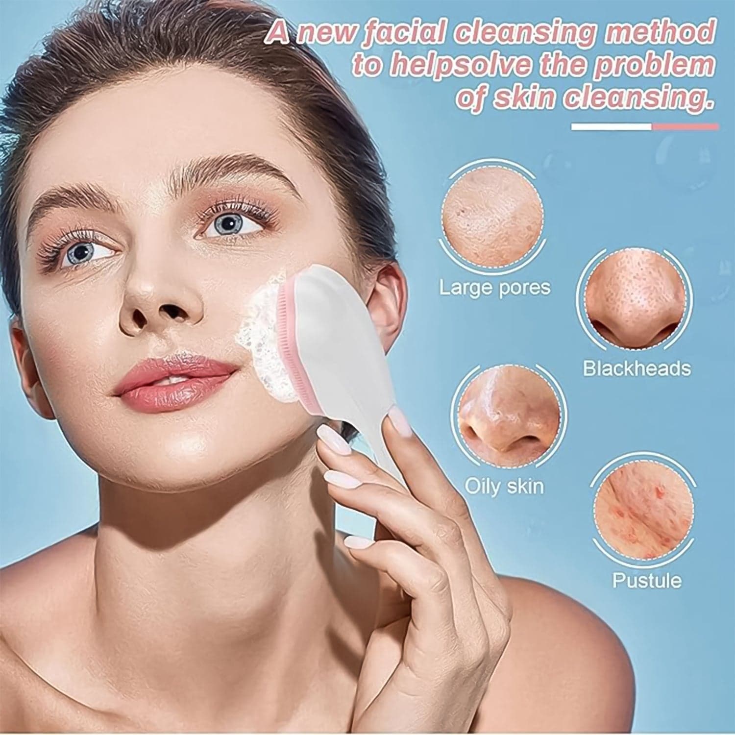 Silicone Face Scrubber Exfoliating Brush, Manual Handheld Facial Cleansing Brush (1 Pc) thumbnail 4