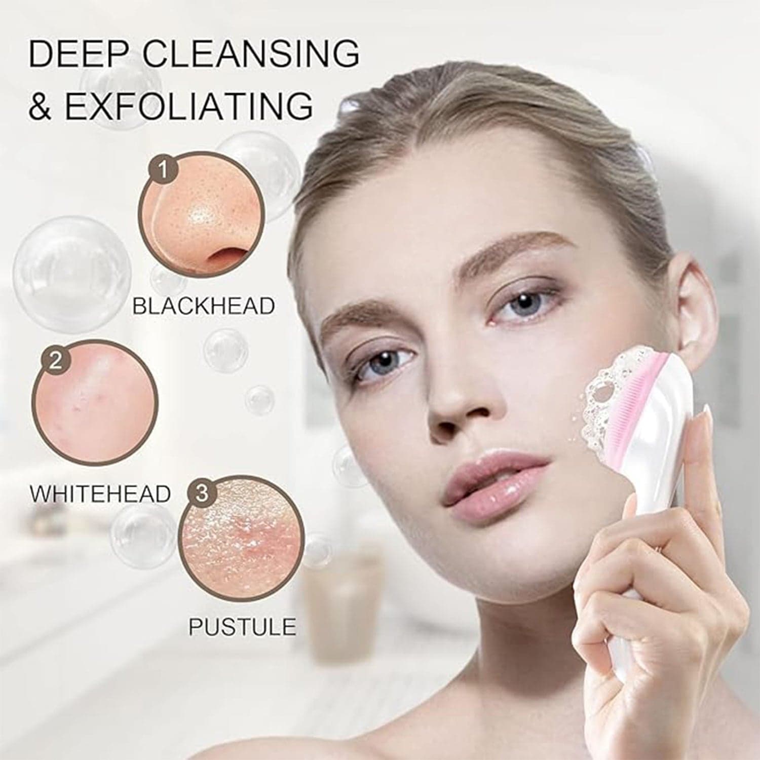 Silicone Face Scrubber Exfoliating Brush, Manual Handheld Facial Cleansing Brush (1 Pc) thumbnail 6