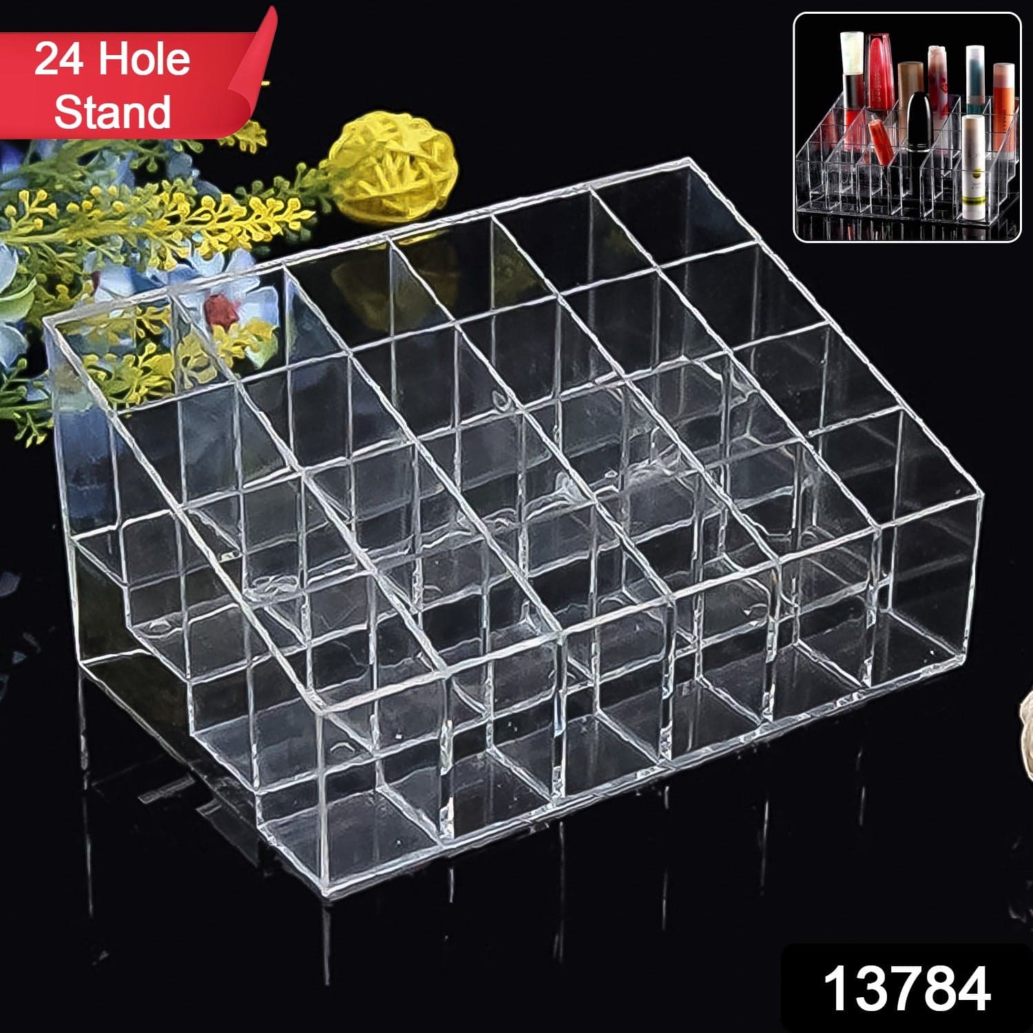 24 Hole Stand Trapezoid Holder Makeup Brushes Set Lipstick Holder Case Tools (1 Pc) thumbnail 2
