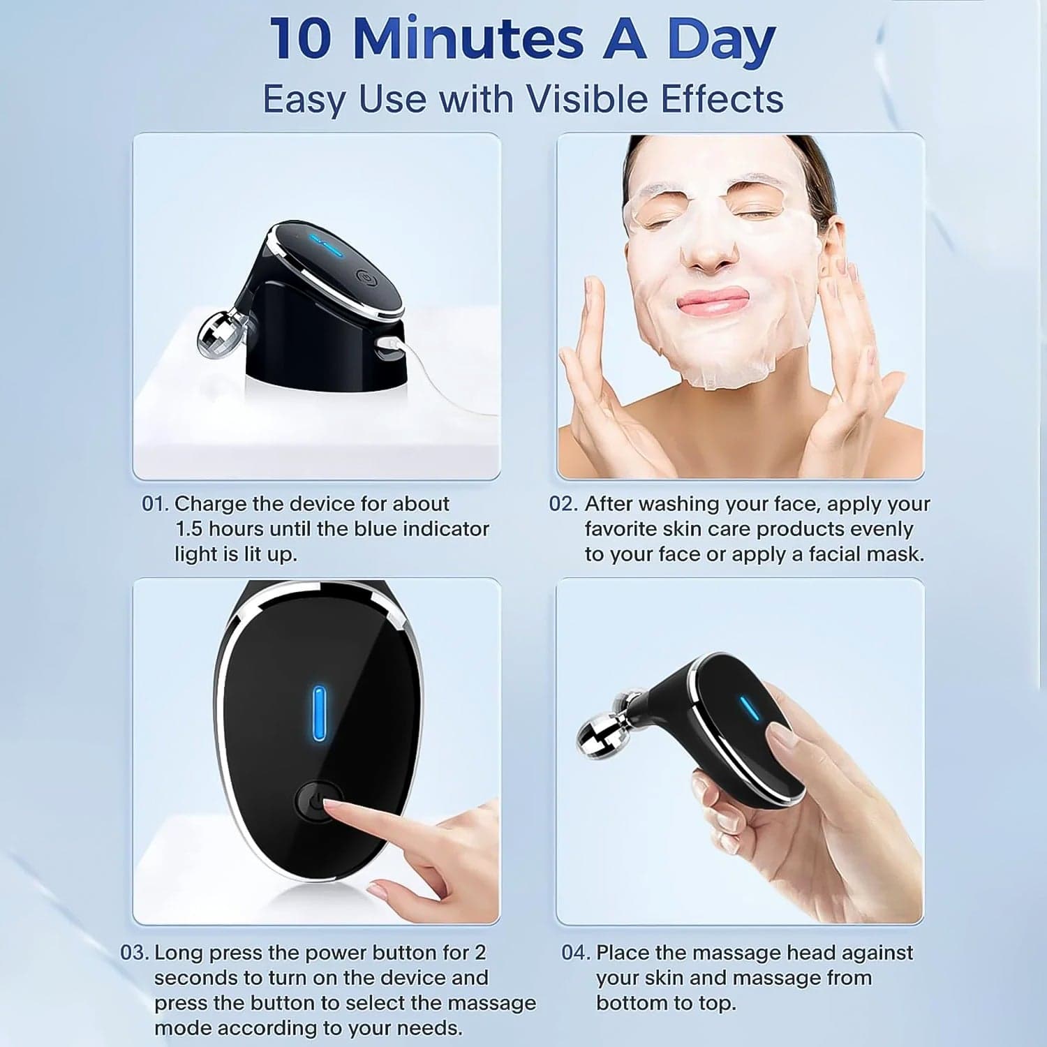 Microcurrent- Facial- Device, Micro current Face Massager Roller (1 Pc) thumbnail 3