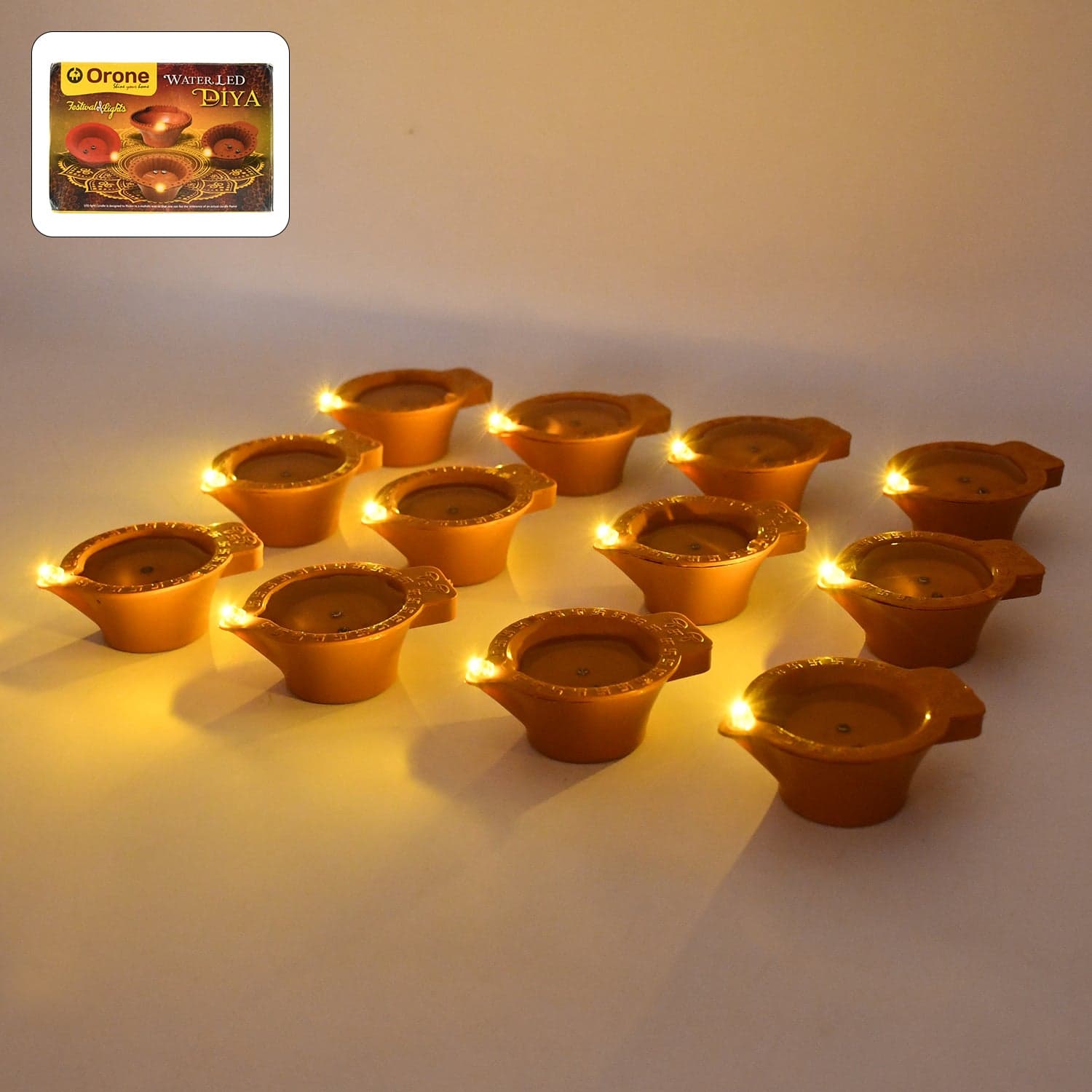 Flower Water Sensor Diyas for Diwali Decoration, Diwali (12 Pcs Set) thumbnail 1