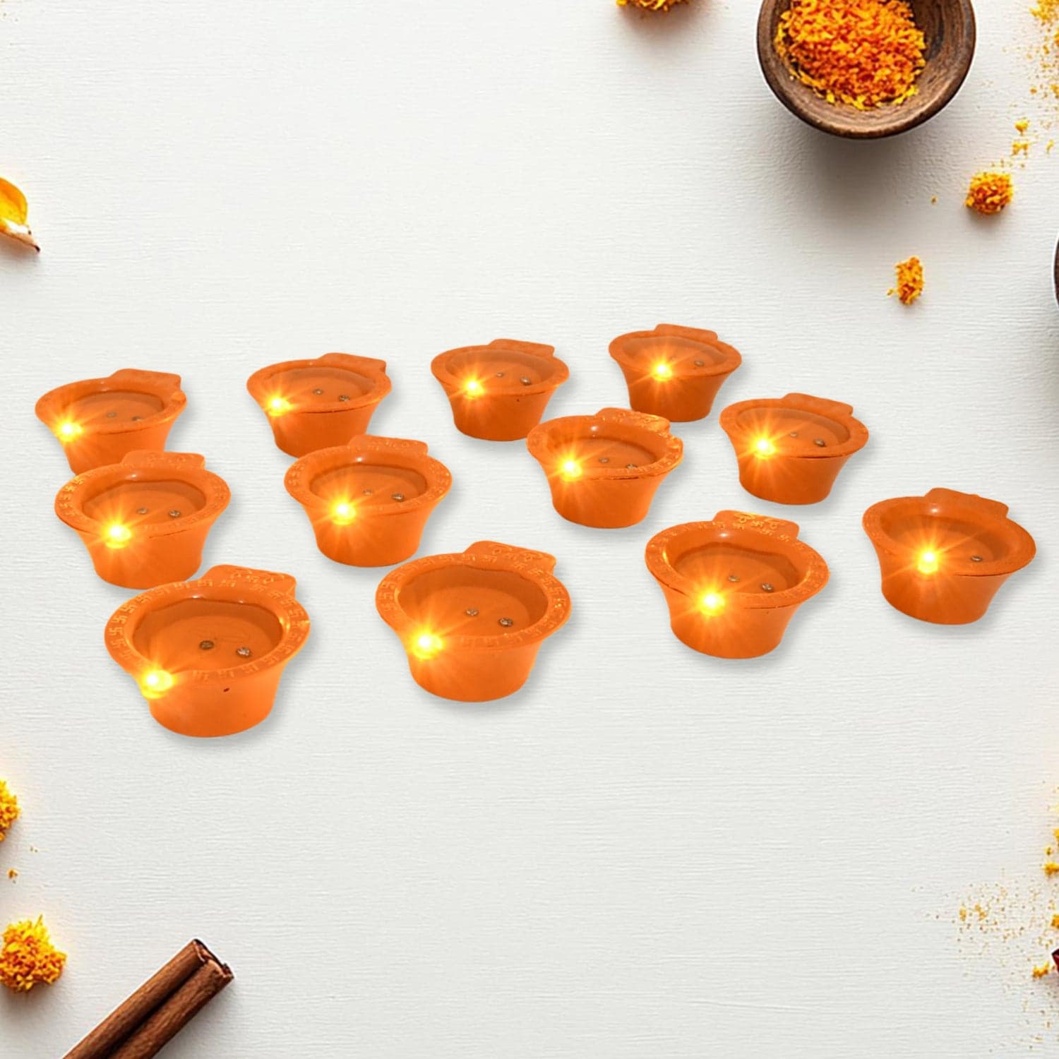 Flower Water Sensor Diyas for Diwali Decoration, Diwali (12 Pcs Set) thumbnail 4