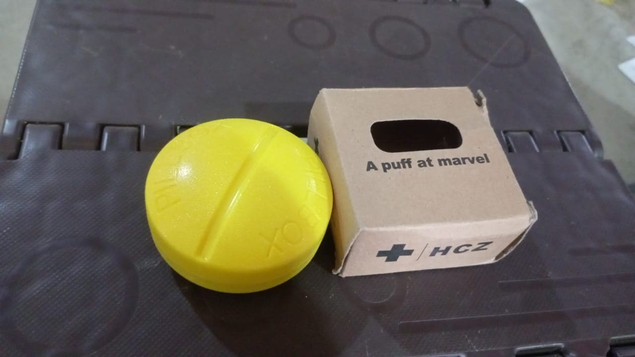 Portable Round Shape 4 Compartments Pill Box (1 Pc / With Brown Box) thumbnail 8