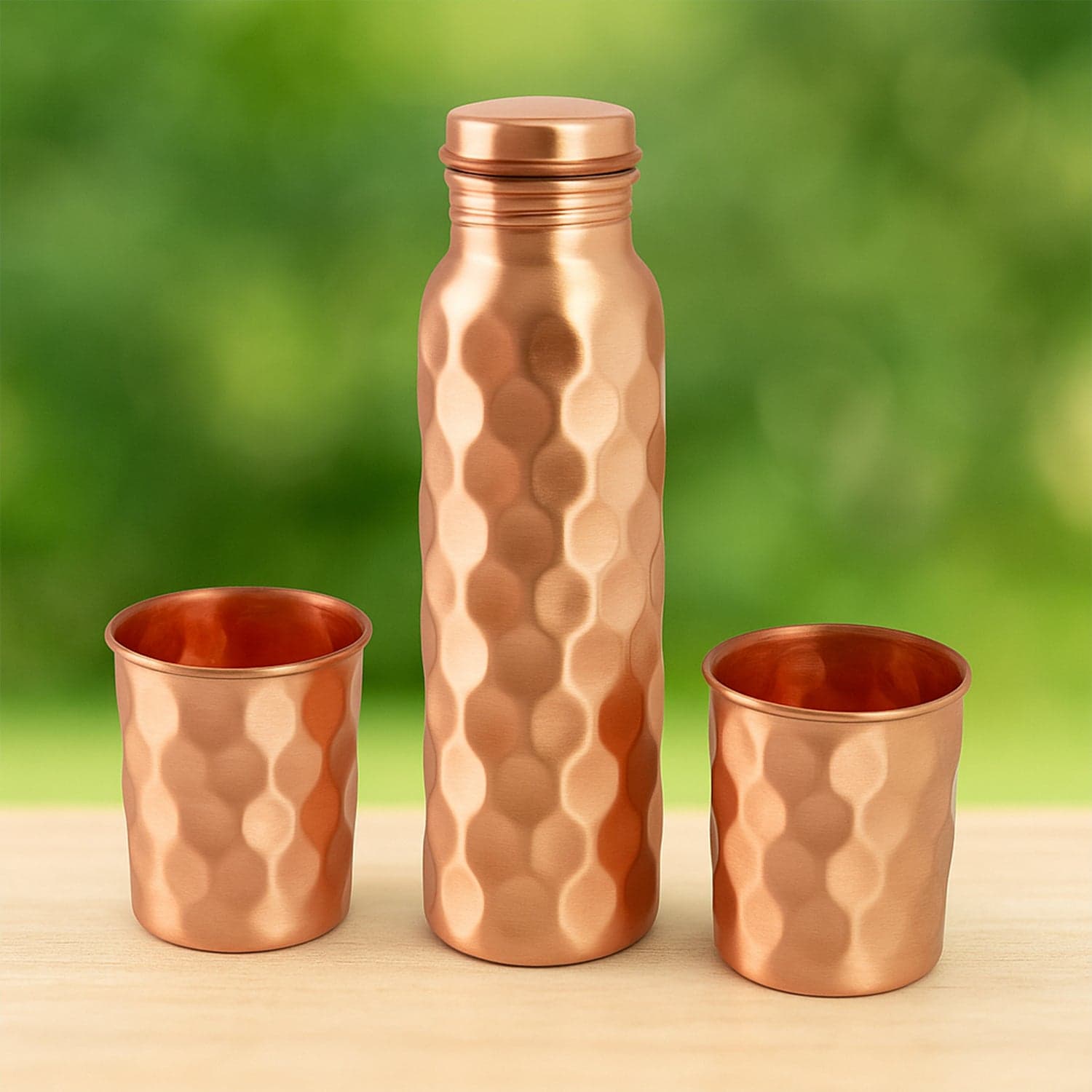 Diamond Cut Copper Water Bottle 2 Glasses with Gift Box (3 Pcs Set) thumbnail 4