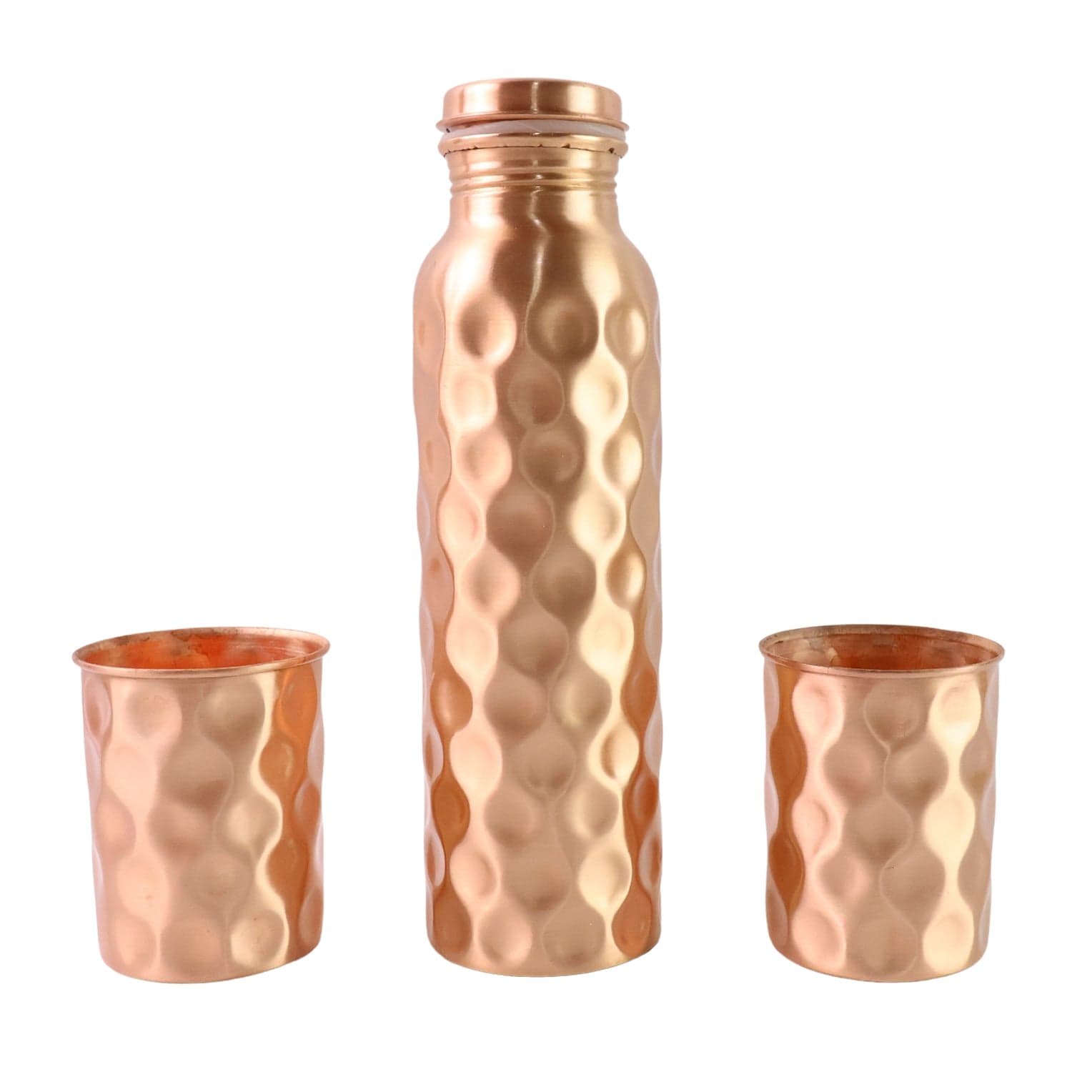 Diamond Cut Copper Water Bottle 2 Glasses with Gift Box (3 Pcs Set) thumbnail 5