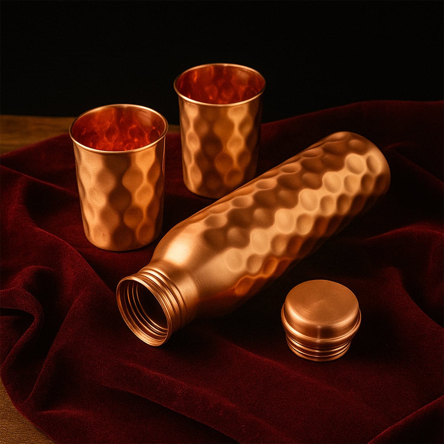 Copper Water Bottle 2 Glasses with Gift Box (3 Pcs Set) thumbnail 3