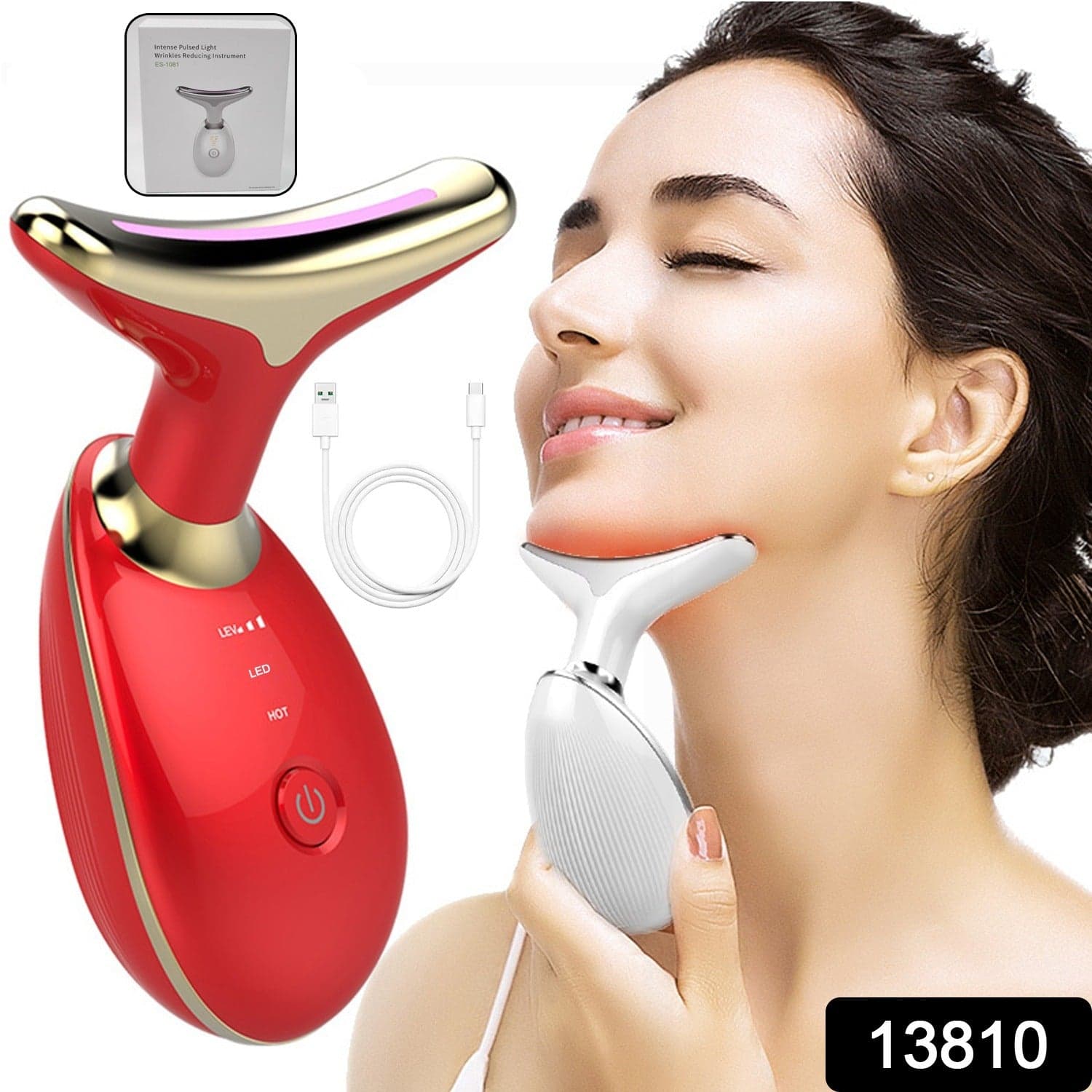 Electric Face Massager Wrinkle Remover LED Photon Face Beauty Device (1 Pc / Plastic) thumbnail 1