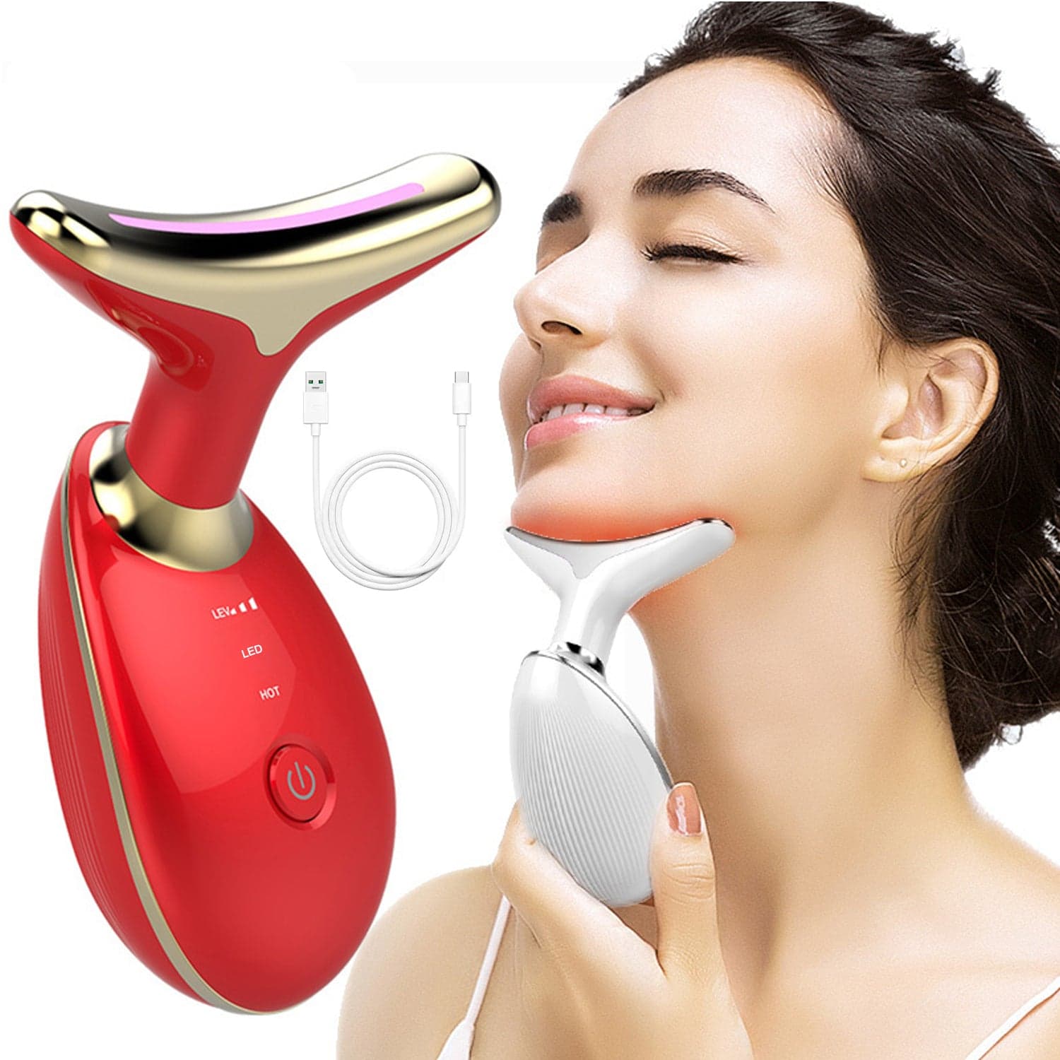 Electric Face Massager Wrinkle Remover LED Photon Face Beauty Device (1 Pc / Plastic) thumbnail 2
