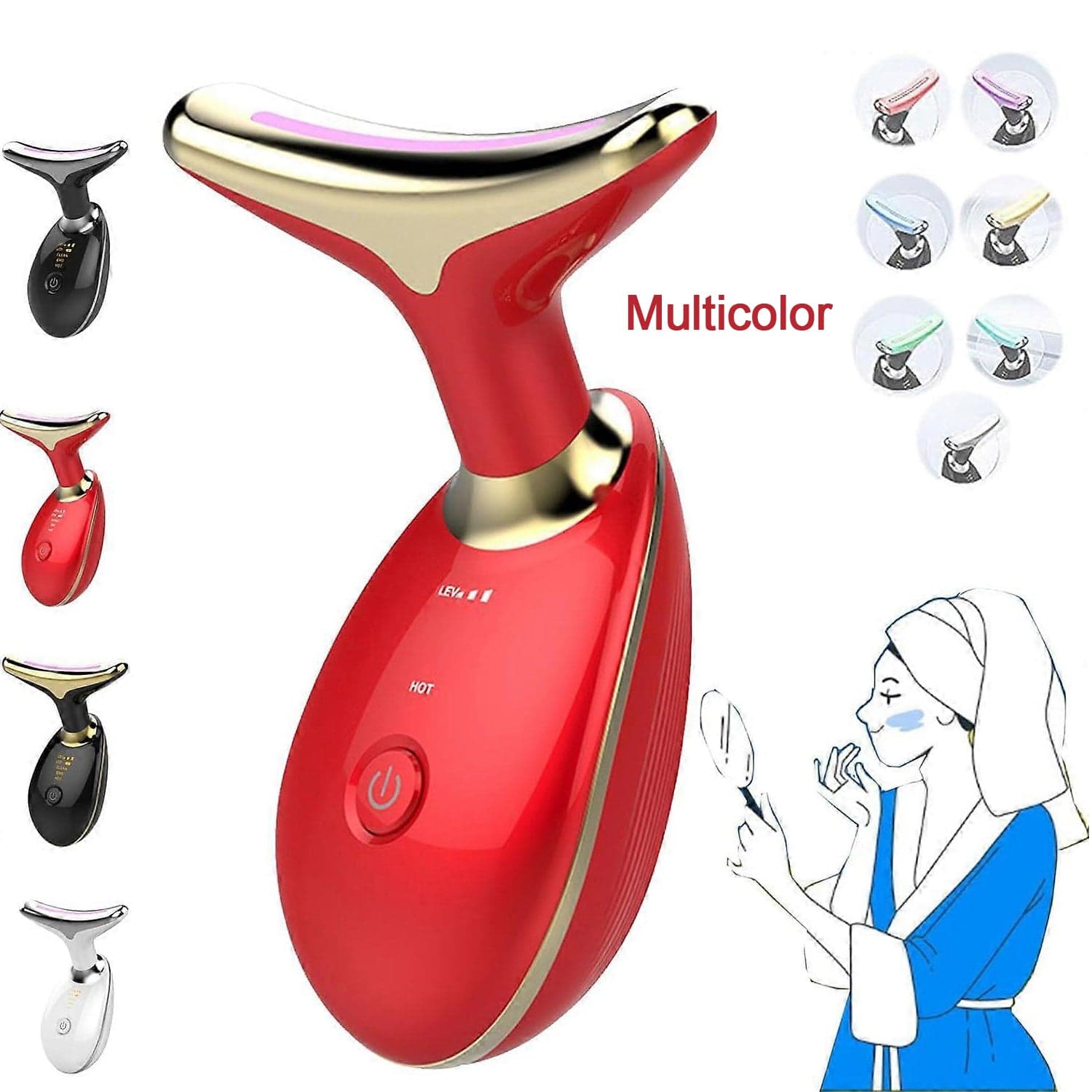 Electric Face Massager Wrinkle Remover LED Photon Face Beauty Device (1 Pc / Plastic) thumbnail 3