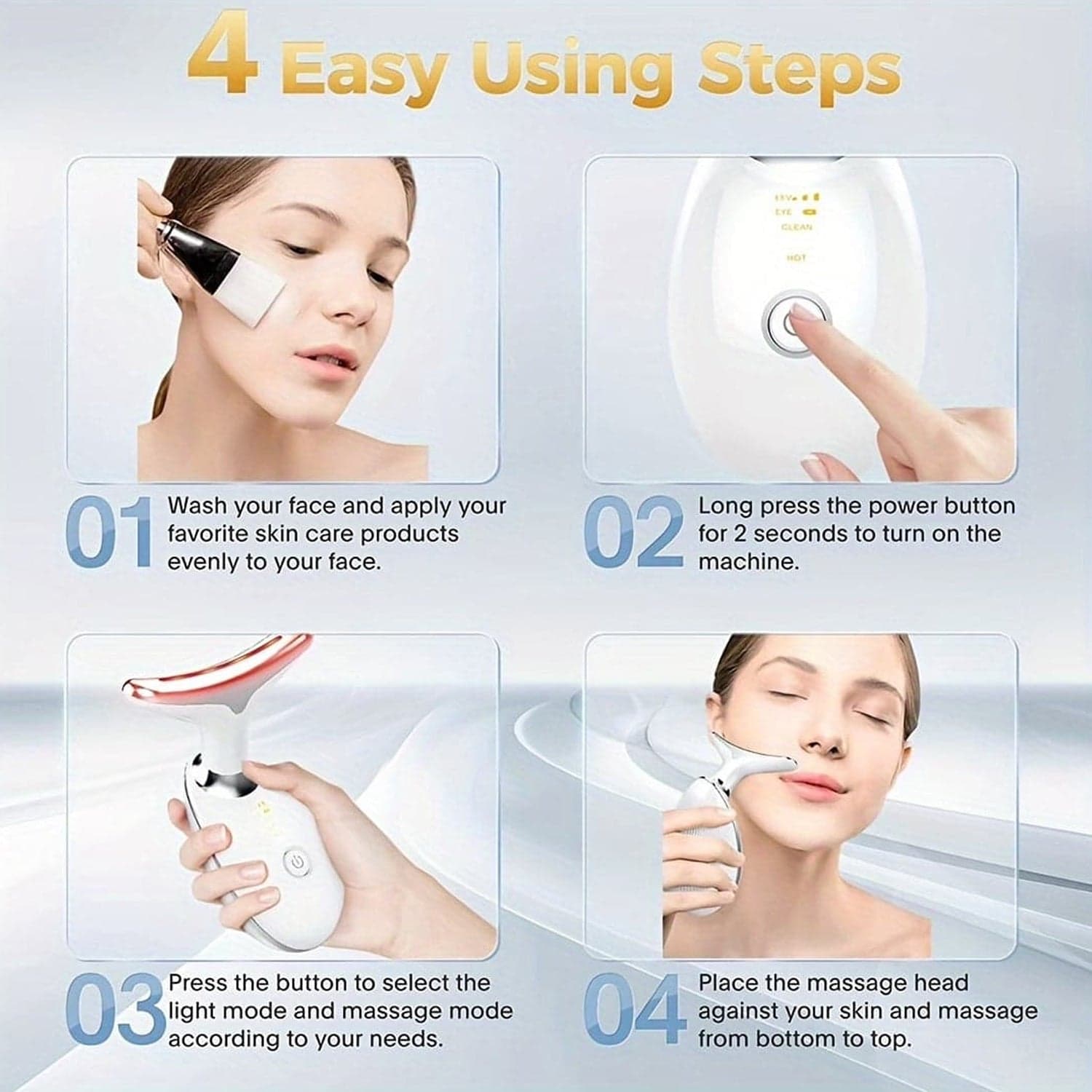 Electric Face Massager Wrinkle Remover LED Photon Face Beauty Device (1 Pc / Plastic) thumbnail 4