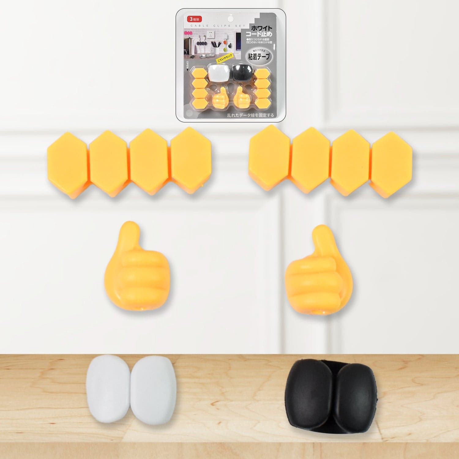 Self Adhesive Hooks for Cable Clips, Desktop Cable Organizer (6 Pcs Set / Mix Design) thumbnail 5