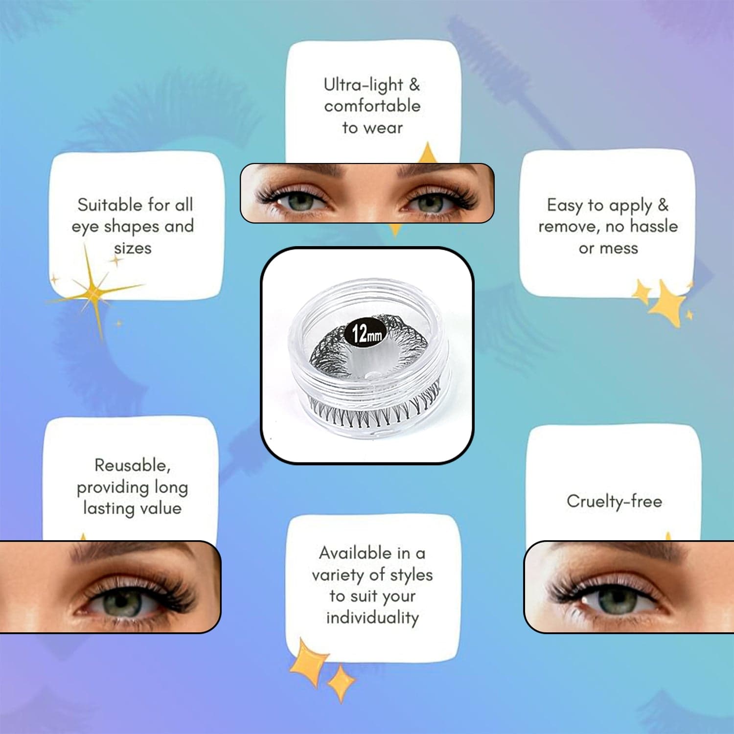 Artificial / Fake Eyelash Extensions Natural & Lightweight (1 Pc / 14 Mm) thumbnail 7