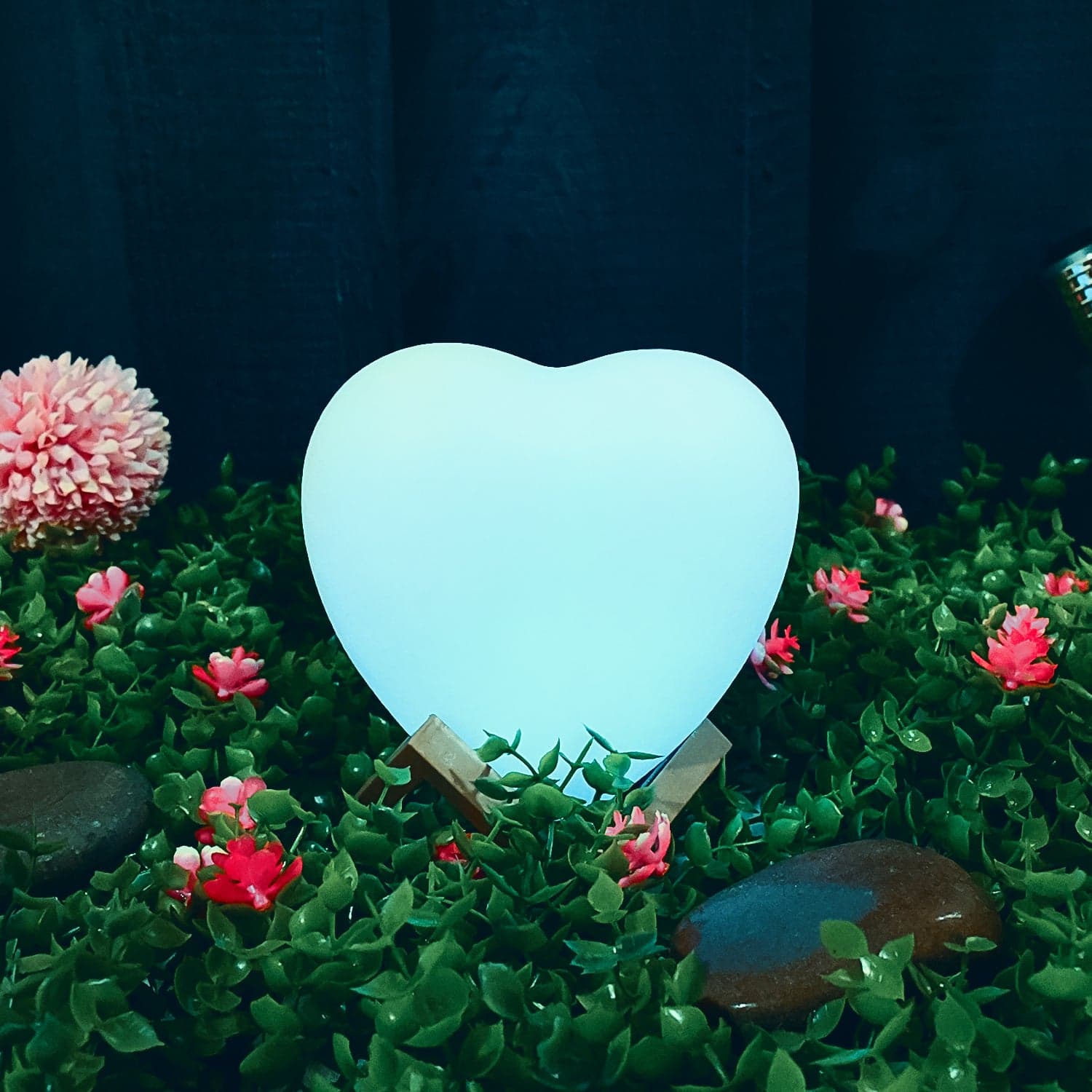 3D Heart Shape Moon Night Lamp with Plastic Stand (13 x12 Cm / 1 Pc) thumbnail 4