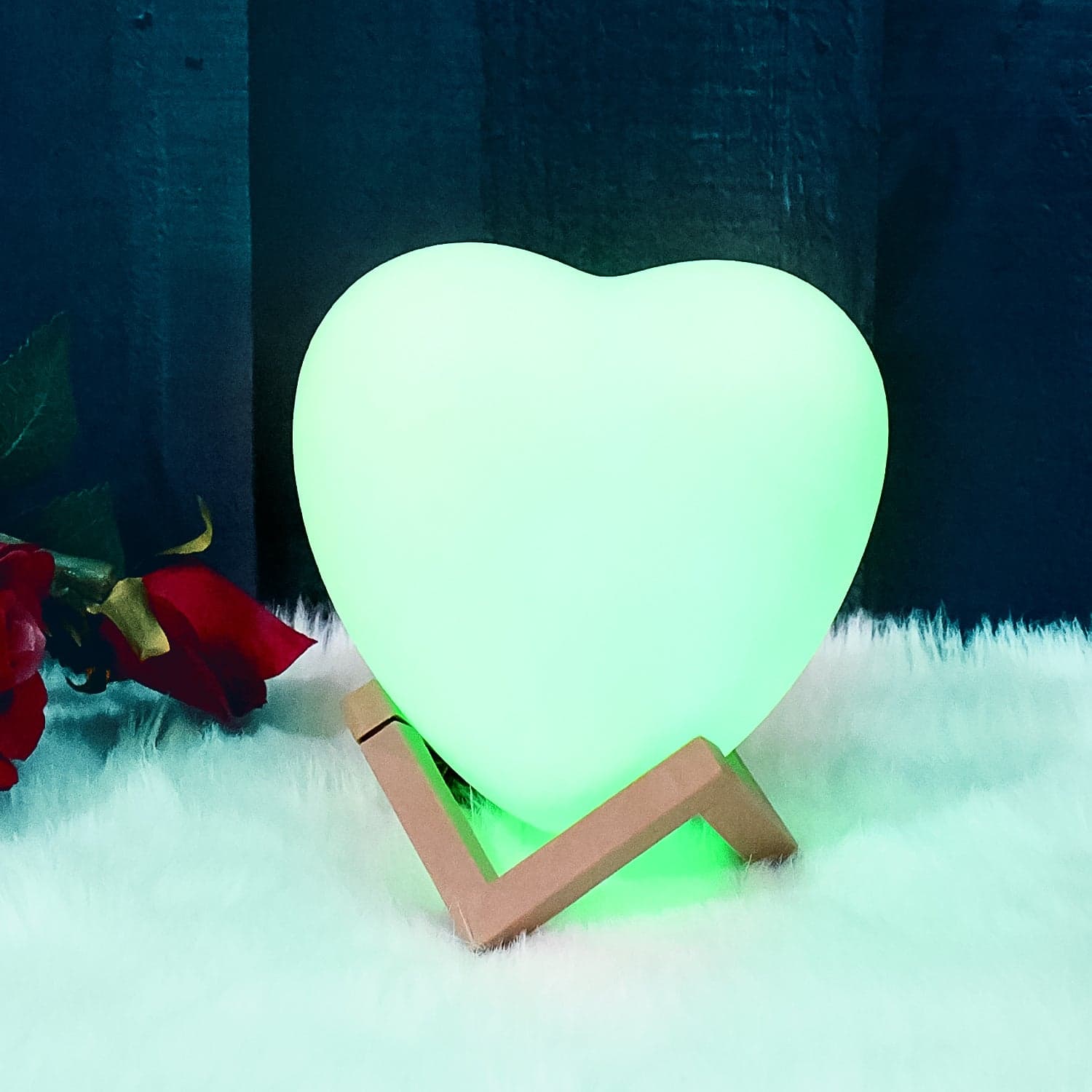 3D Heart Shape Moon Night Lamp with Plastic Stand (13 x12 Cm / 1 Pc) thumbnail 6