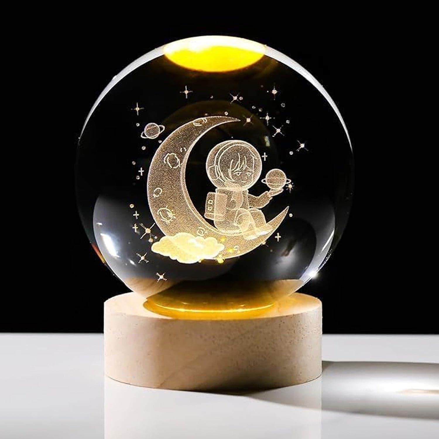 3D Crystal Ball lamps With Base (1 Pc / Mix Design) thumbnail 1