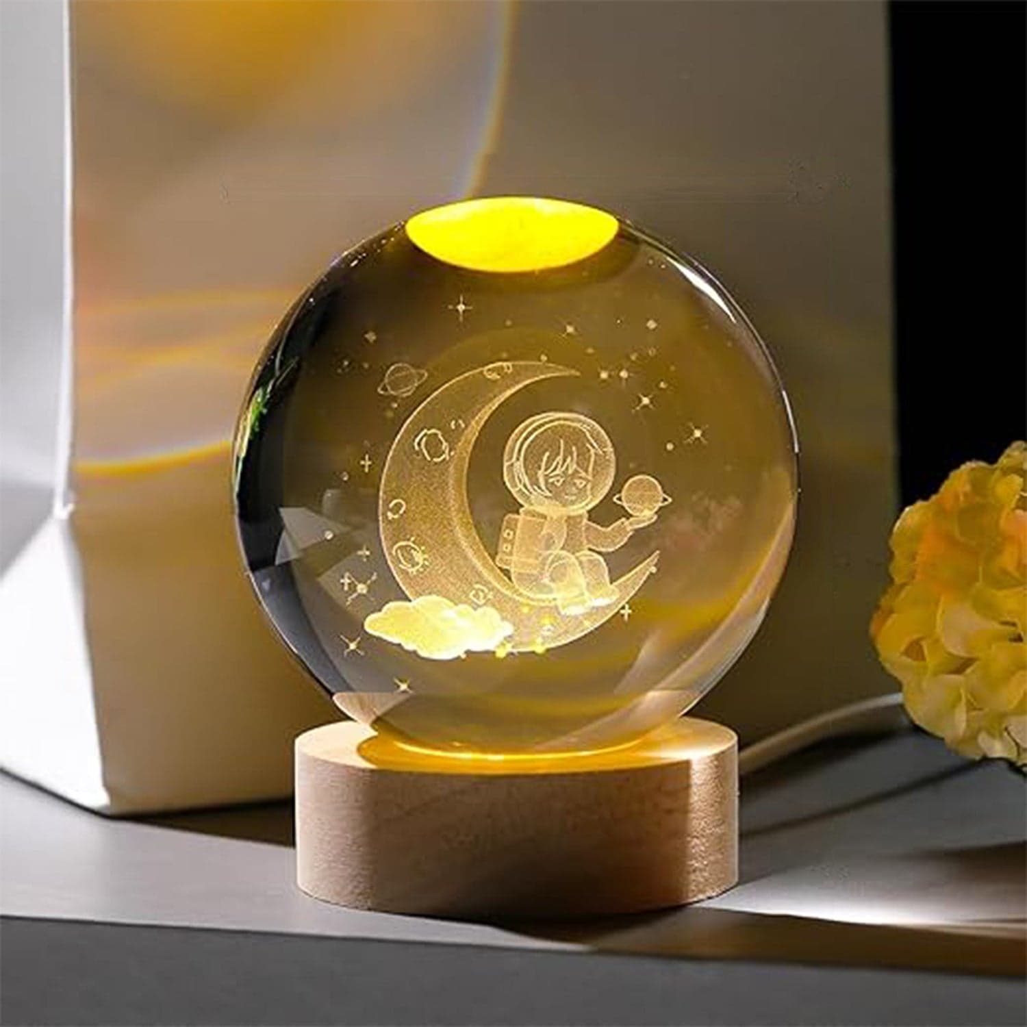 3D Crystal Ball lamps With Base (1 Pc / Mix Design) thumbnail 12