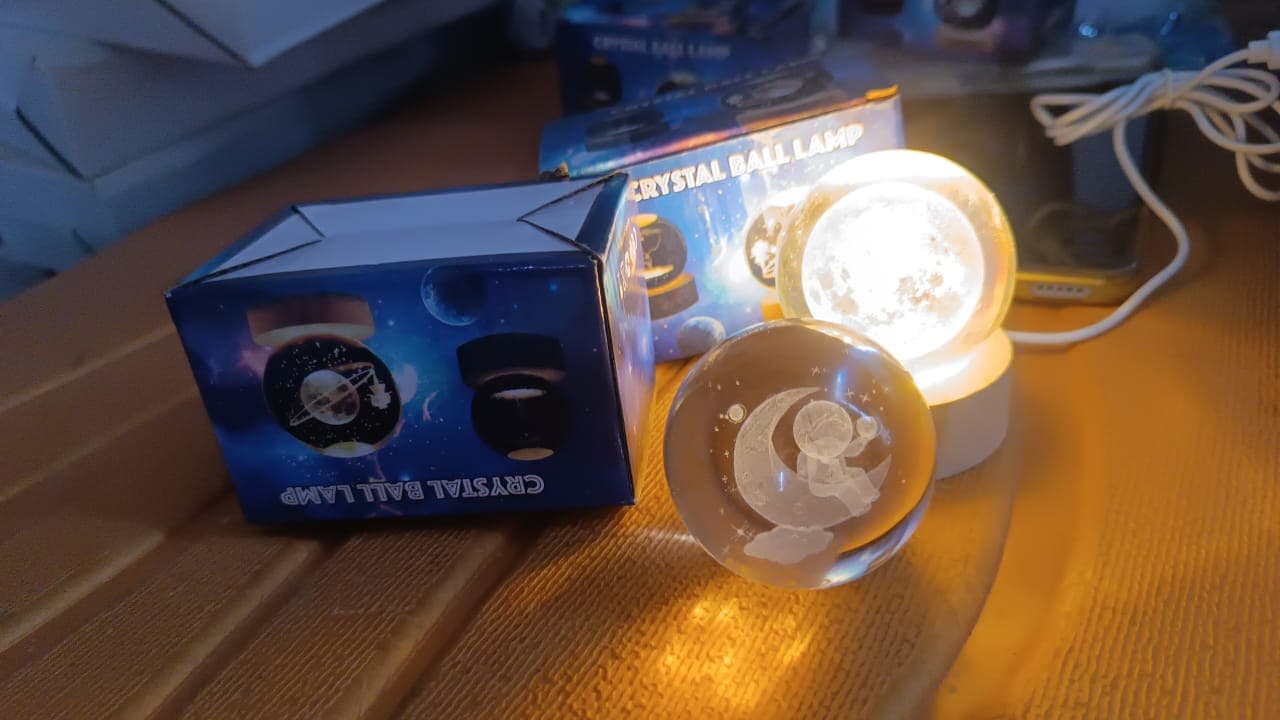 3D Crystal Ball lamps With Base (1 Pc / Mix Design) thumbnail 13