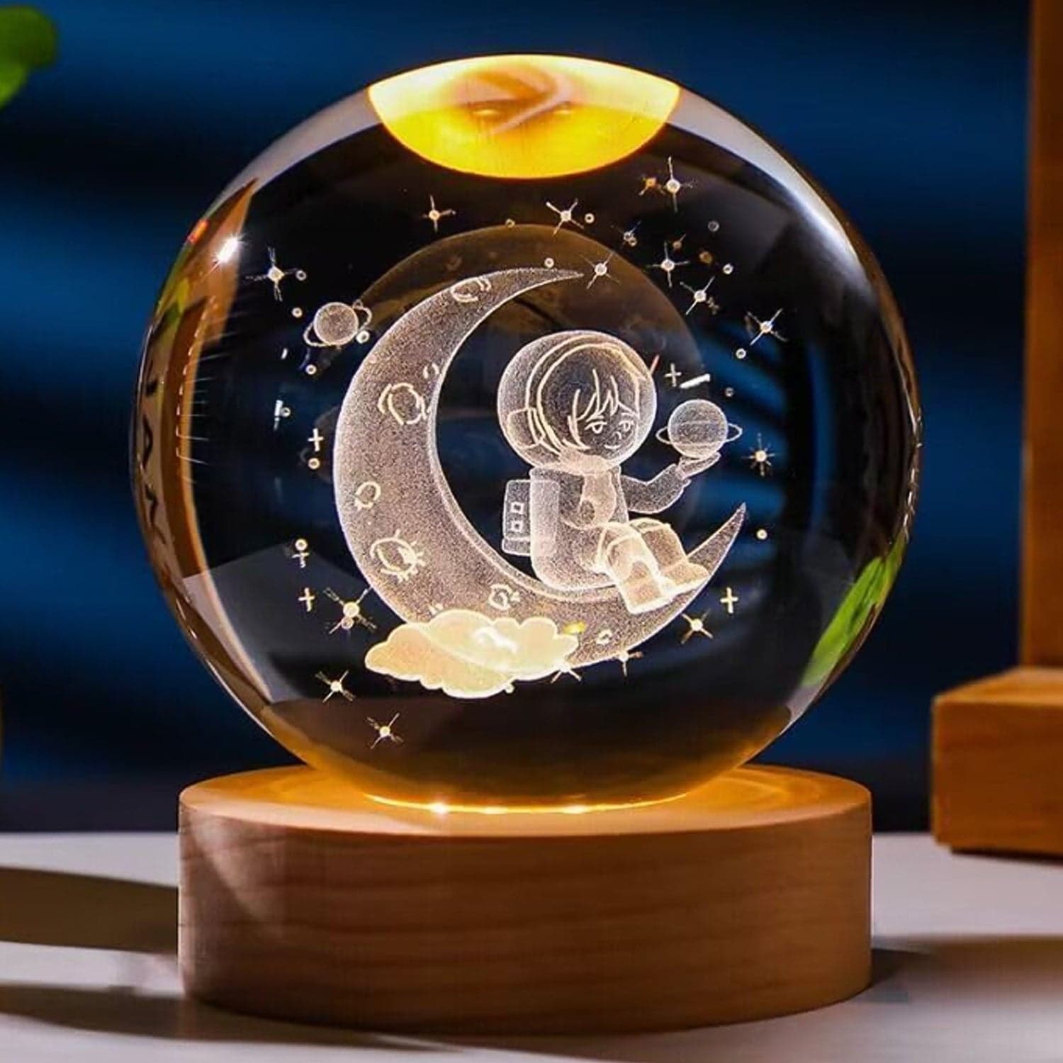 3D Crystal Ball lamps With Base (1 Pc / Mix Design) thumbnail 3
