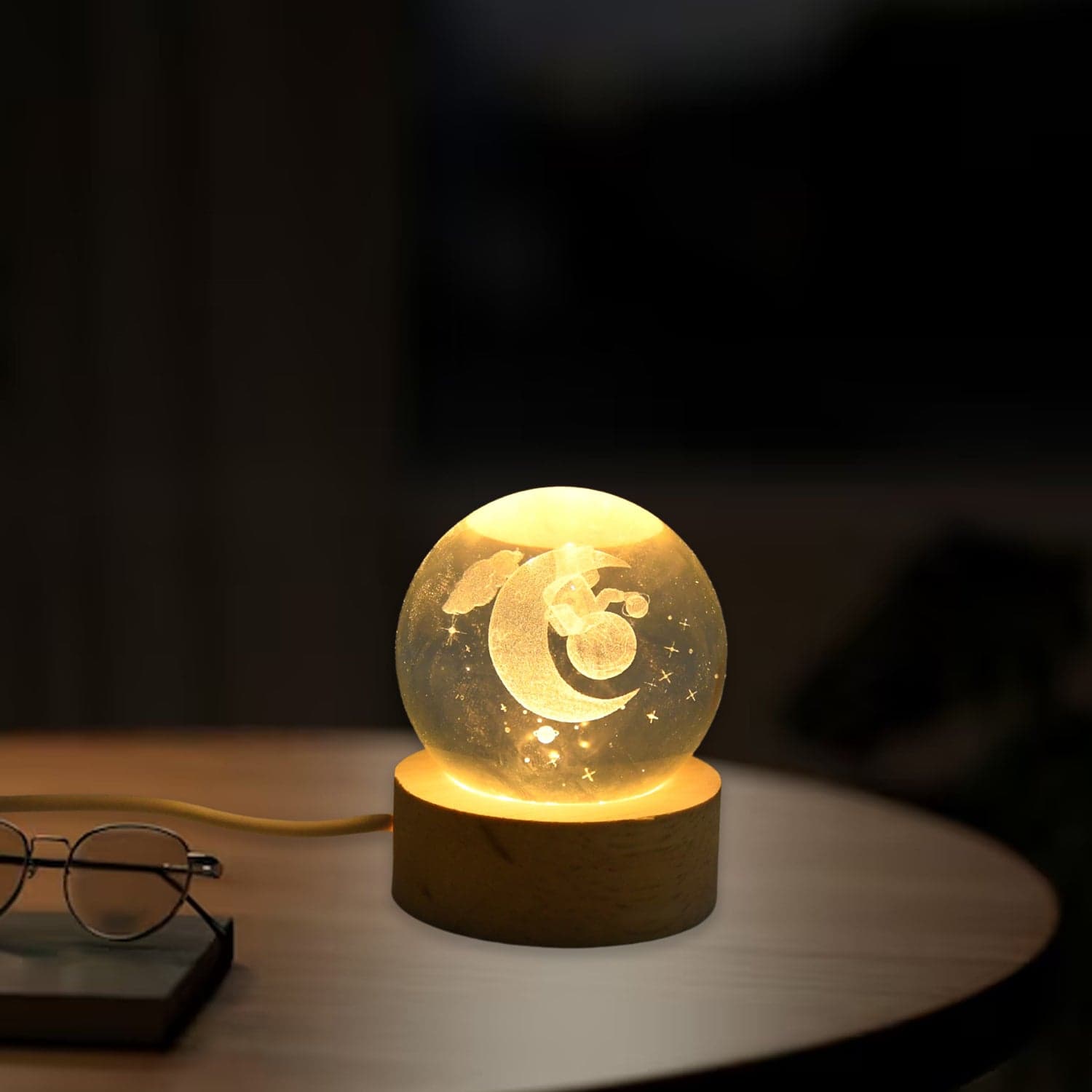 3D Crystal Ball lamps With Base (1 Pc / Mix Design) thumbnail 4