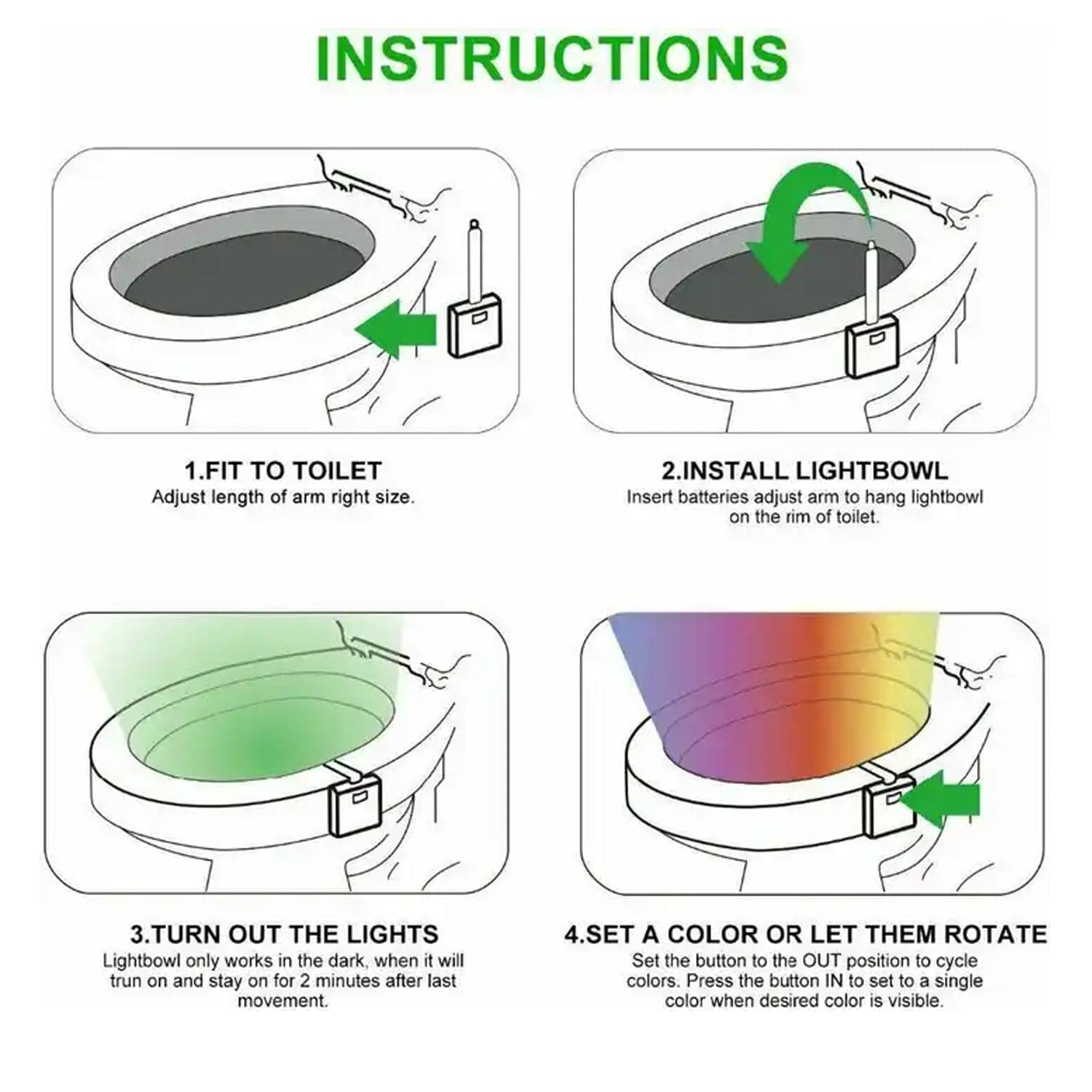 Toilet Light, LED Toilet Bowl Light Toilet Cover Lamp (1 Pc / Battery Not Included) thumbnail 4
