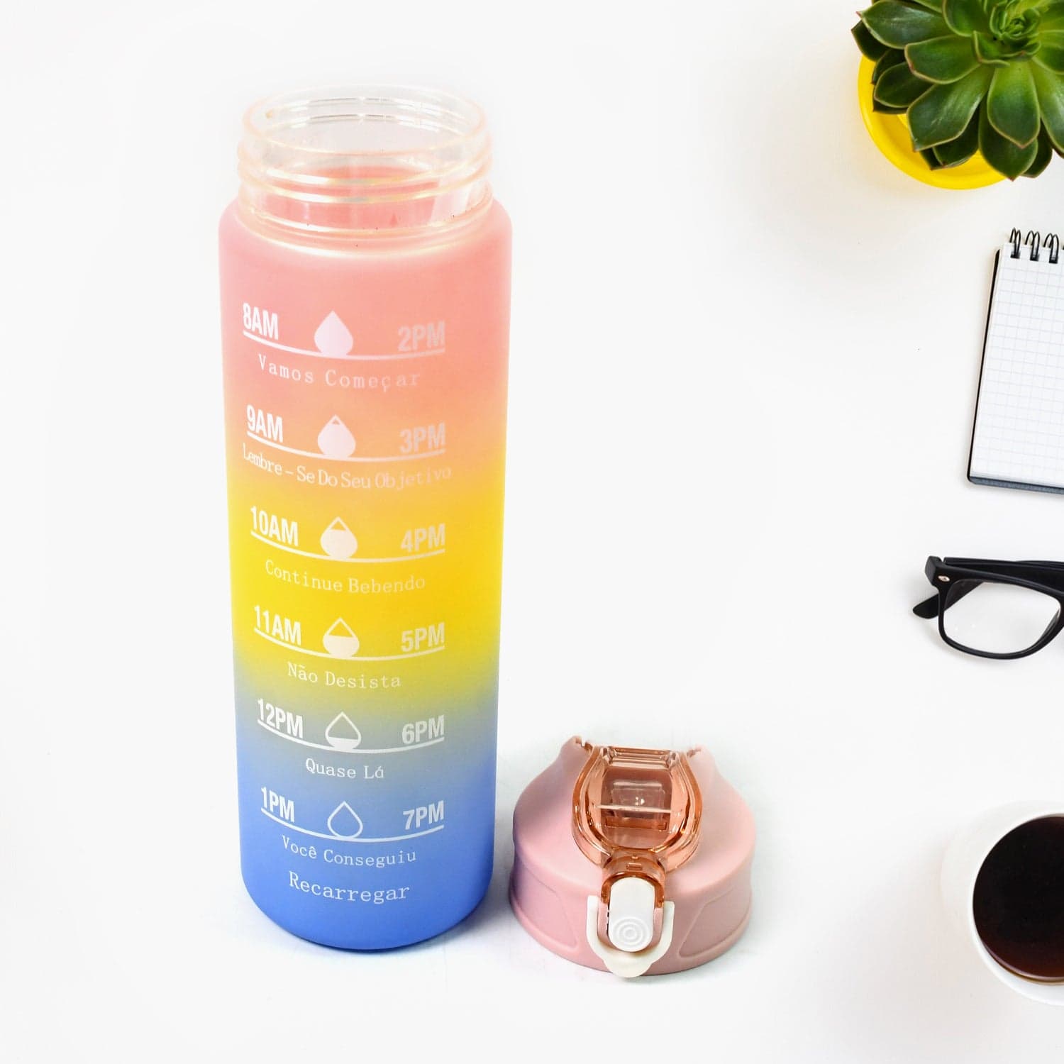 Plastic Colorful Motivational Water Bottle with Straw (750 ML) thumbnail 6