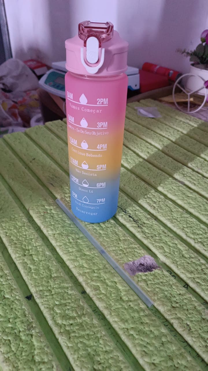 Plastic Colorful Motivational Water Bottle with Straw (750 ML) thumbnail 8