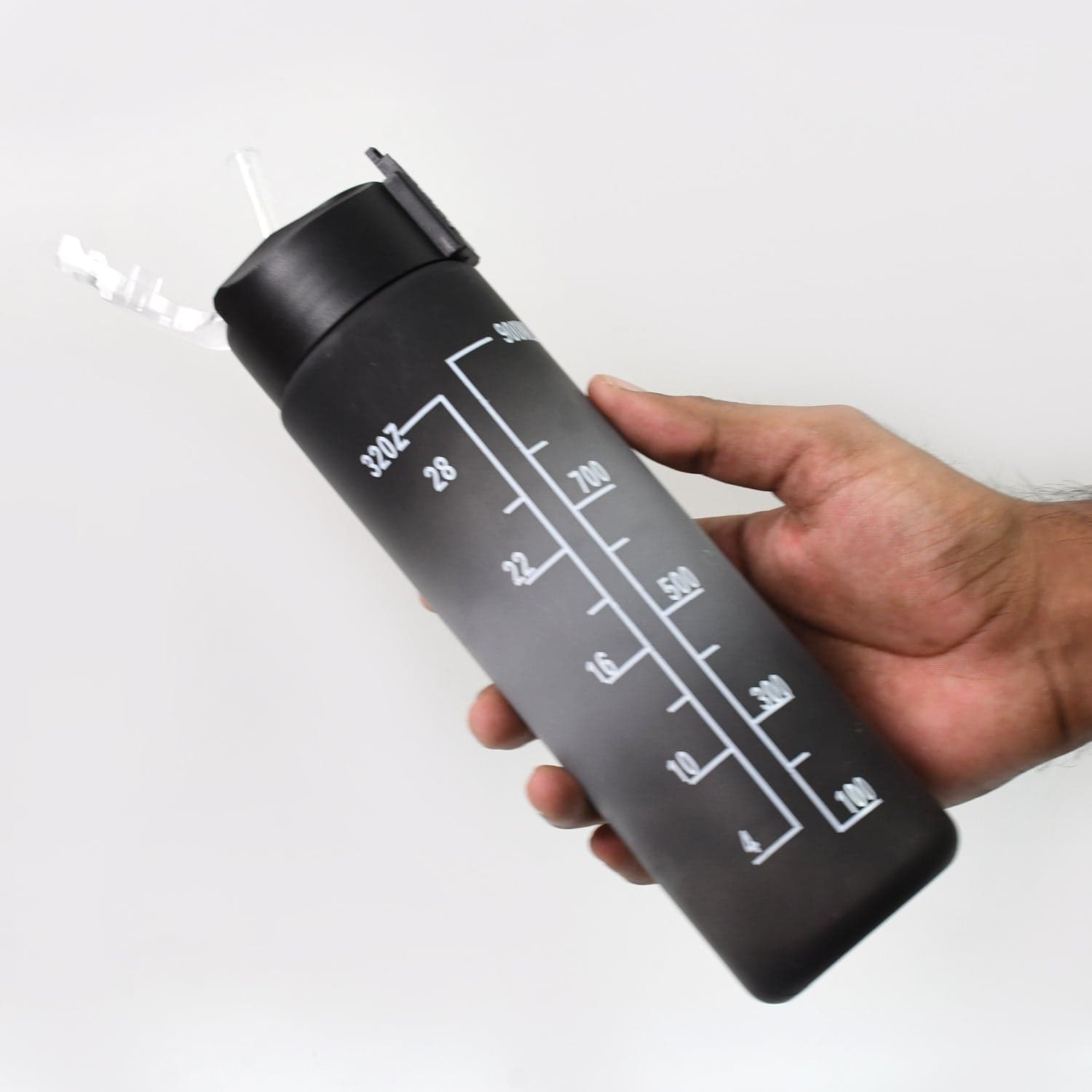 Plastic Black Motivational Water Bottle with Straw (900 ML) thumbnail 4