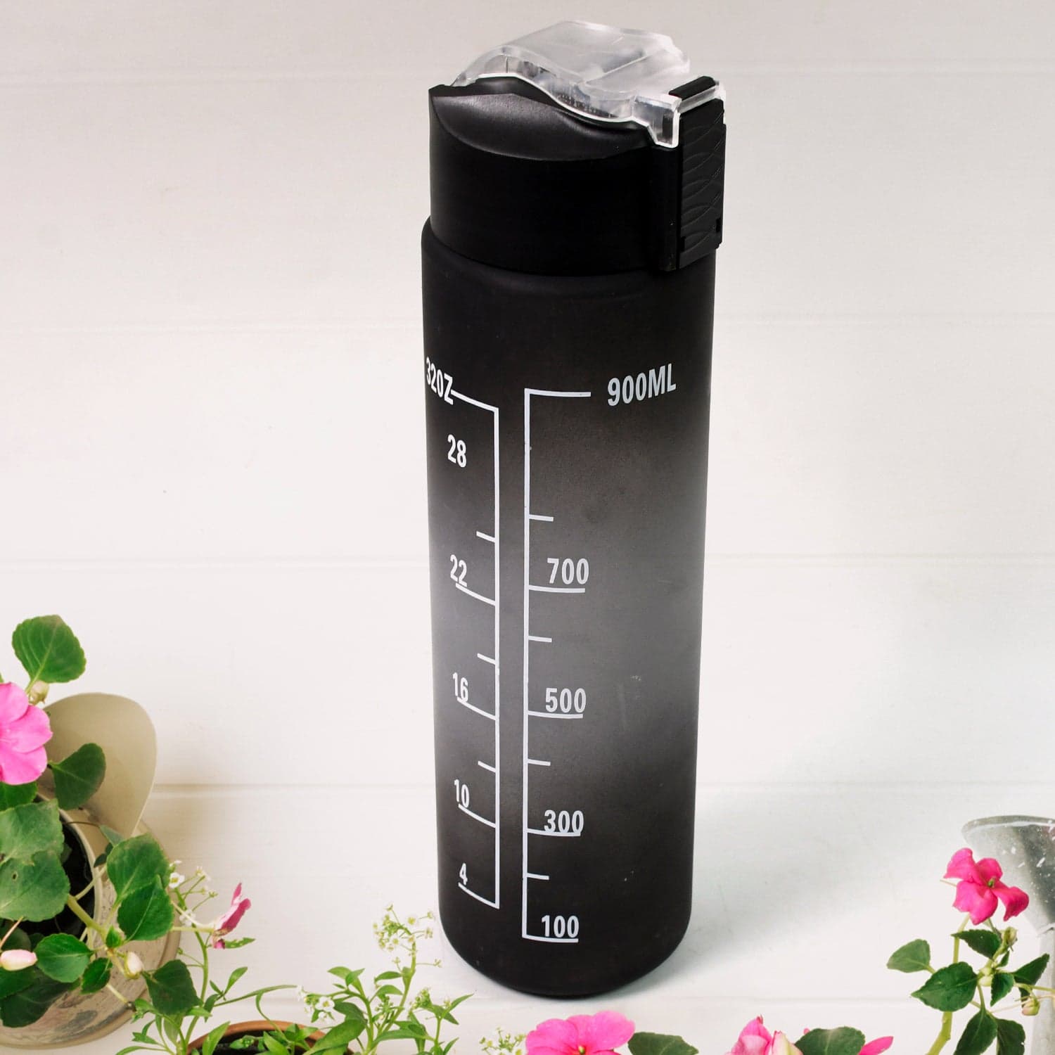 Plastic Black Motivational Water Bottle with Straw (900 ML) thumbnail 7