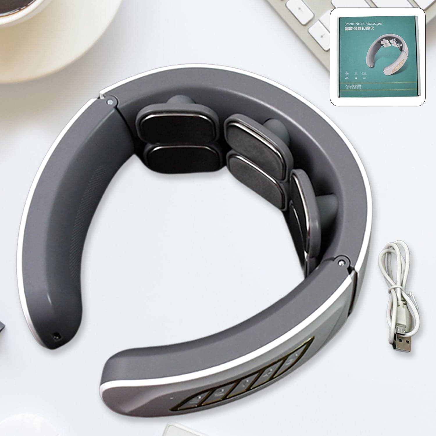 6 Heads Smart Electric Neck and Back Pulse Massager Wireless (1 Pc) thumbnail 1