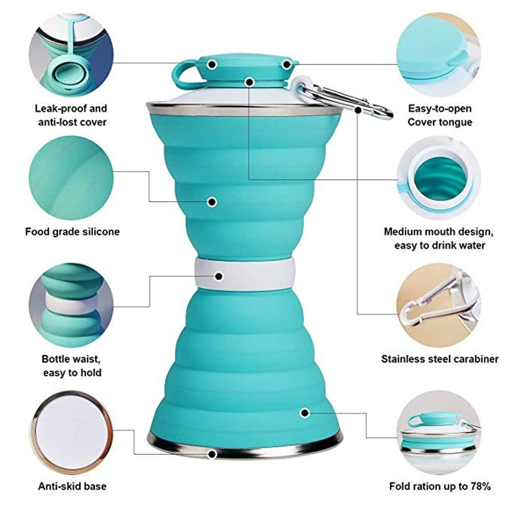 Silicone Collapsible Water Bottle for Camping & Sports (BPA Free, Leak Proof) thumbnail 5