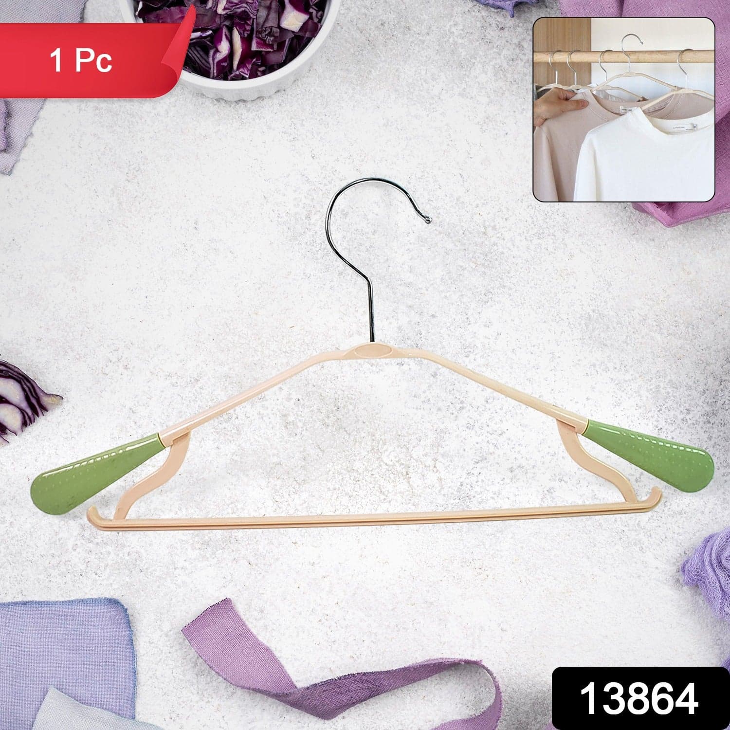 PP Cloth Hanger Set of 1 with Zinc Plated Steel Hook (1 Pc) thumbnail 2