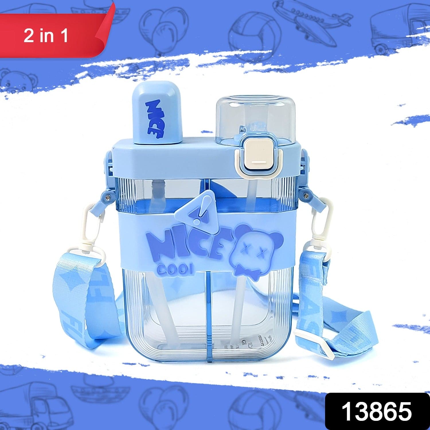 Stylish 2in1 Dual Compartment Water Bottle thumbnail 2