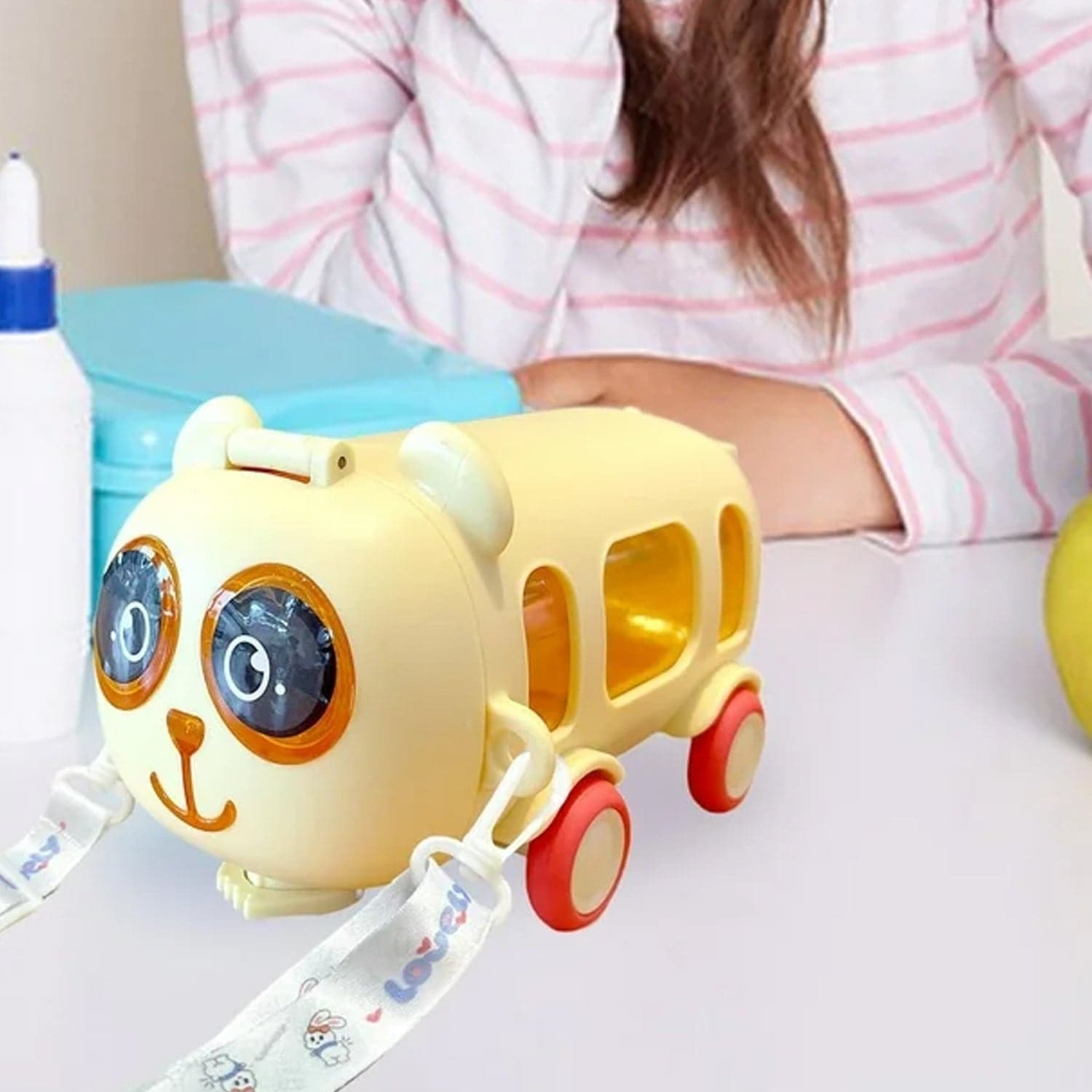 Bus Shape Water Bottle for Kids with Strap (500 ML Approx / Mix Color / 1 Pc) thumbnail 4