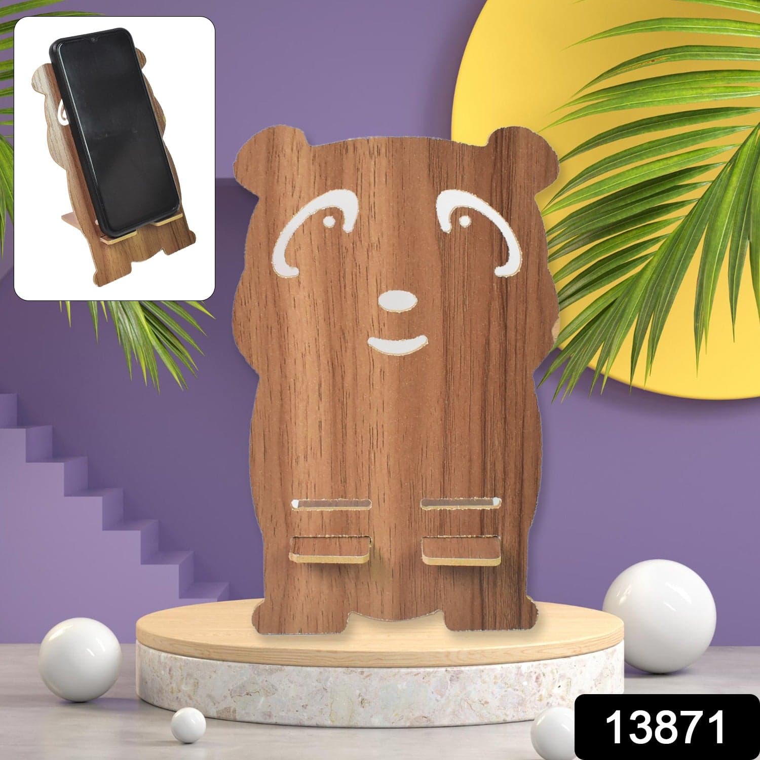 Wooden Cartoon Shape Design Mobile Stand (1 Pc) thumbnail 2